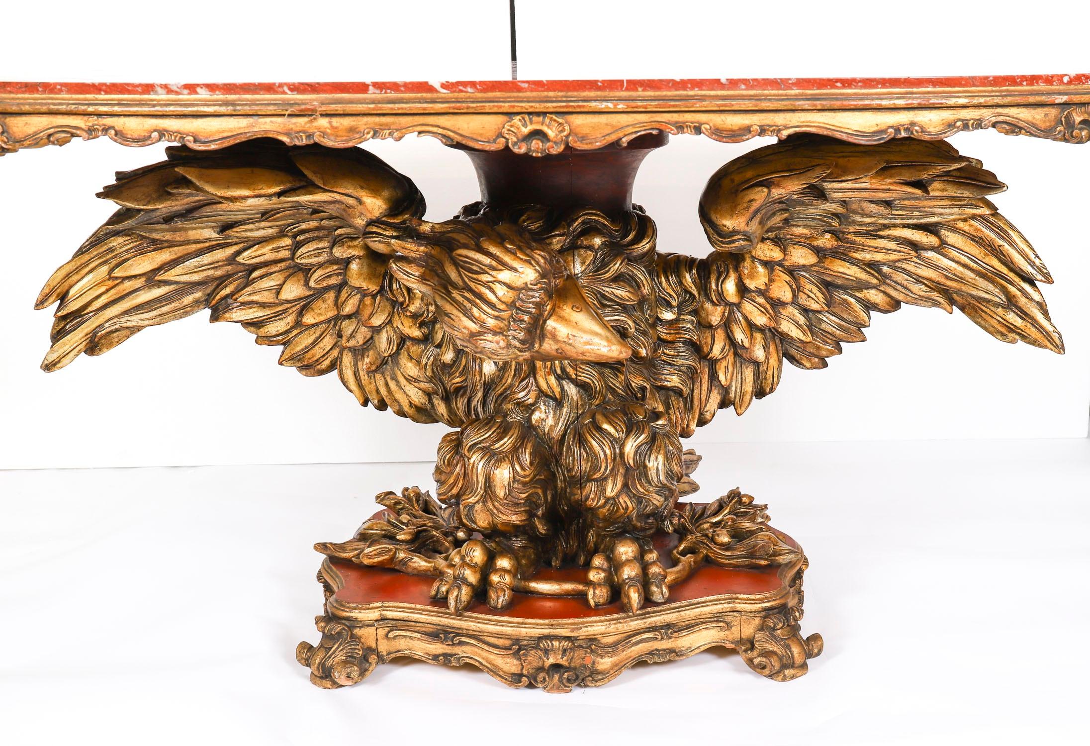 Antiker George II Revival Rouge Marmor gekrönt Eagle Centre Table 20. im Angebot 2