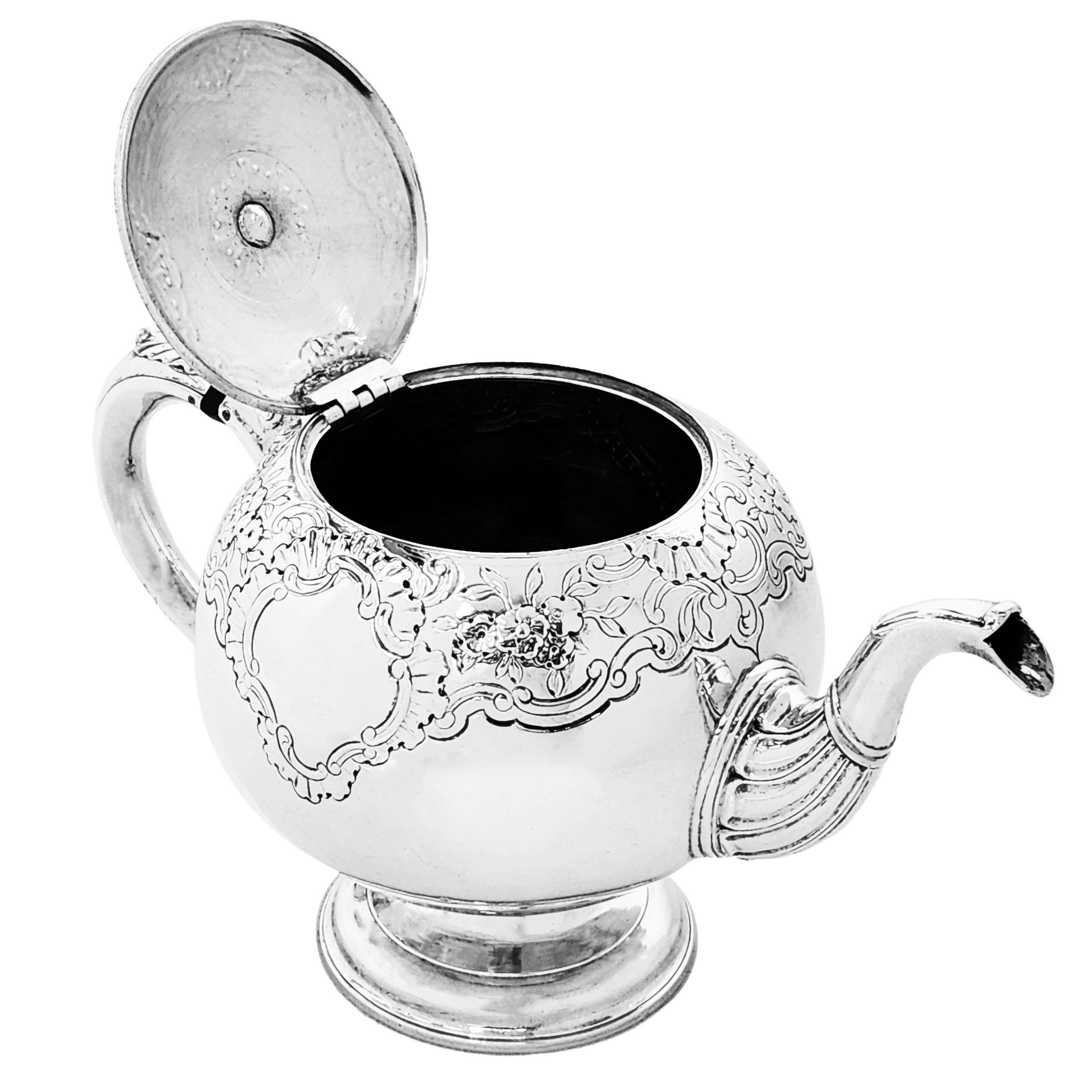 18th Century and Earlier Antique George II Scottish Sterling Silver Teapot 1748 Edinburgh Scotland