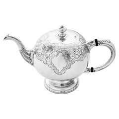 Antique George II Scottish Sterling Silver Teapot 1748 Edinburgh Scotland