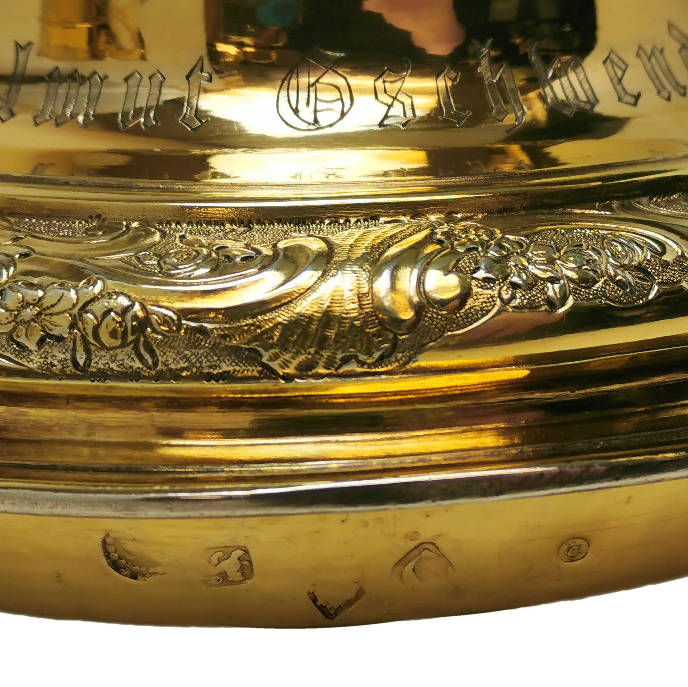 Antique George II Silver Gilt Cup & Cover Lidded Trophy 1738 18th Century 3