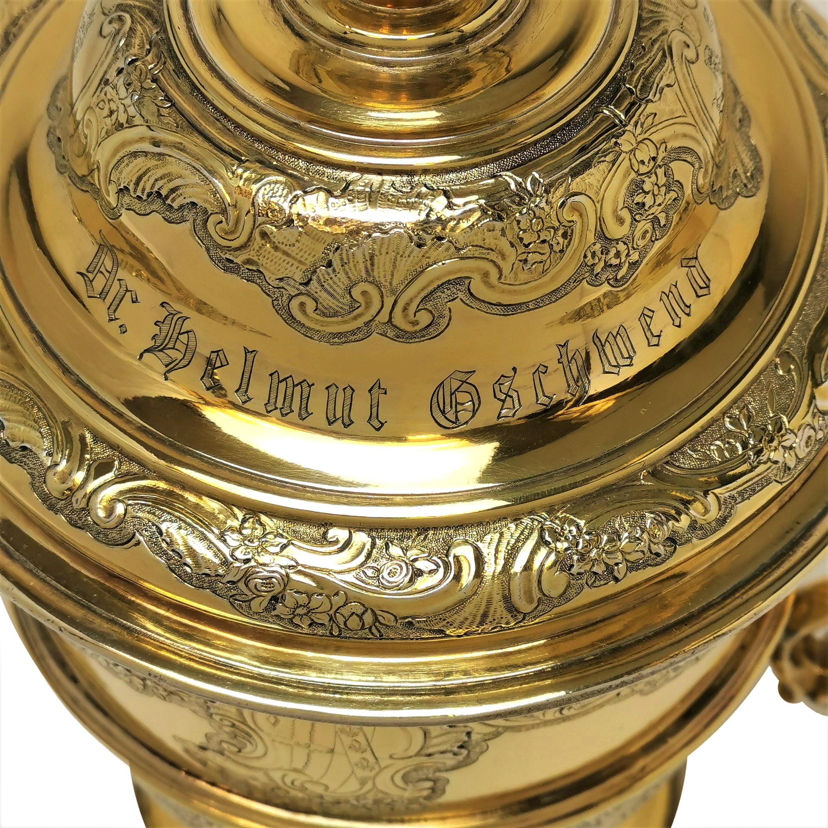 Antique George II Silver Gilt Cup & Cover Lidded Trophy 1738 18th Century 4