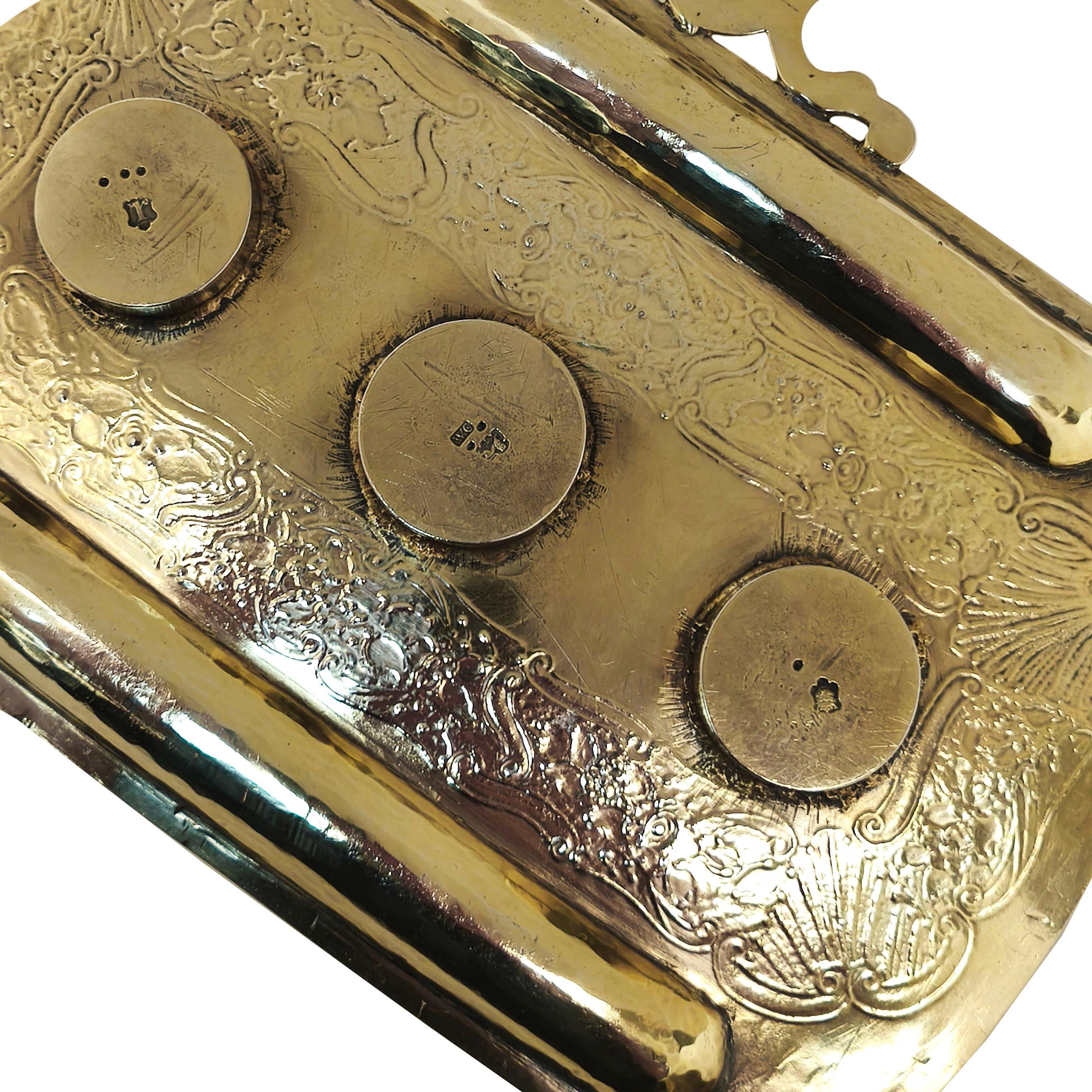 Antike George II Silber vergoldet Tintenfass Tintenfass Schreibtisch Tidy 1752 18. (18. Jahrhundert) im Angebot
