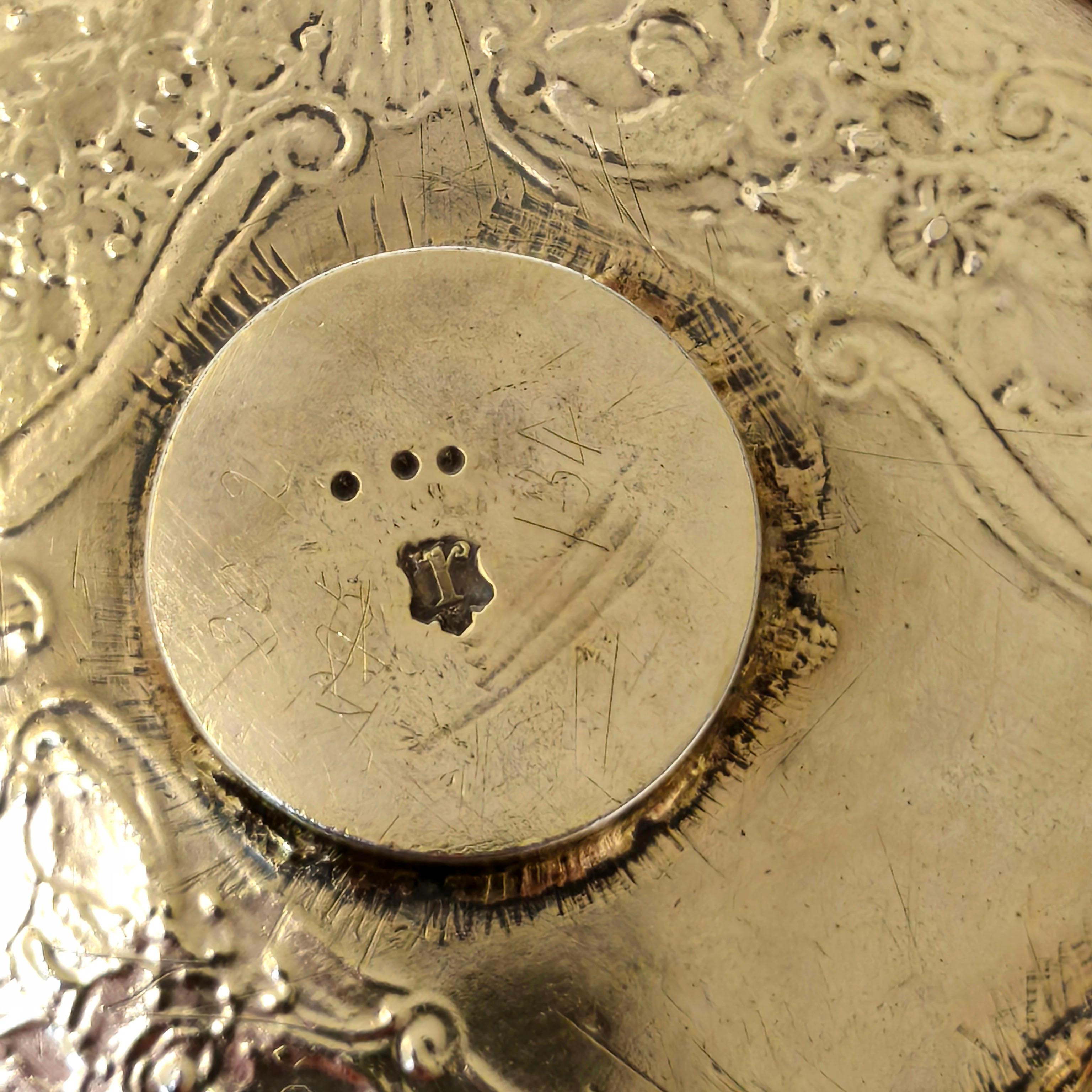 Antike George II Silber vergoldet Tintenfass Tintenfass Schreibtisch Tidy 1752 18. im Angebot 1