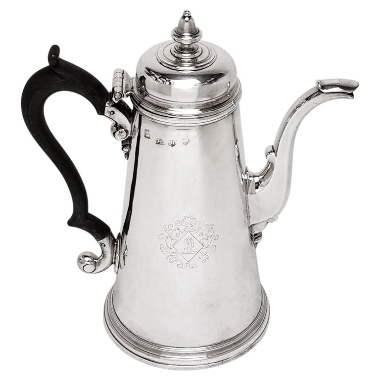 Antique George II Sterling Silver Chocolate Pot Exeter Provincial 1733
