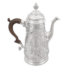 Antique George II Sterling Silver Coffee Pot 1748