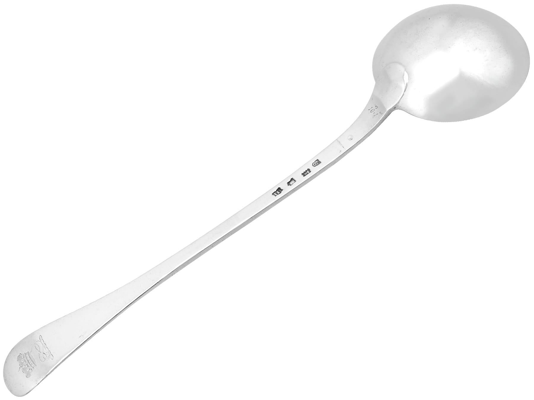 Mid-18th Century Antique George II Sterling Silver Hanoverian Pattern Soup Ladle