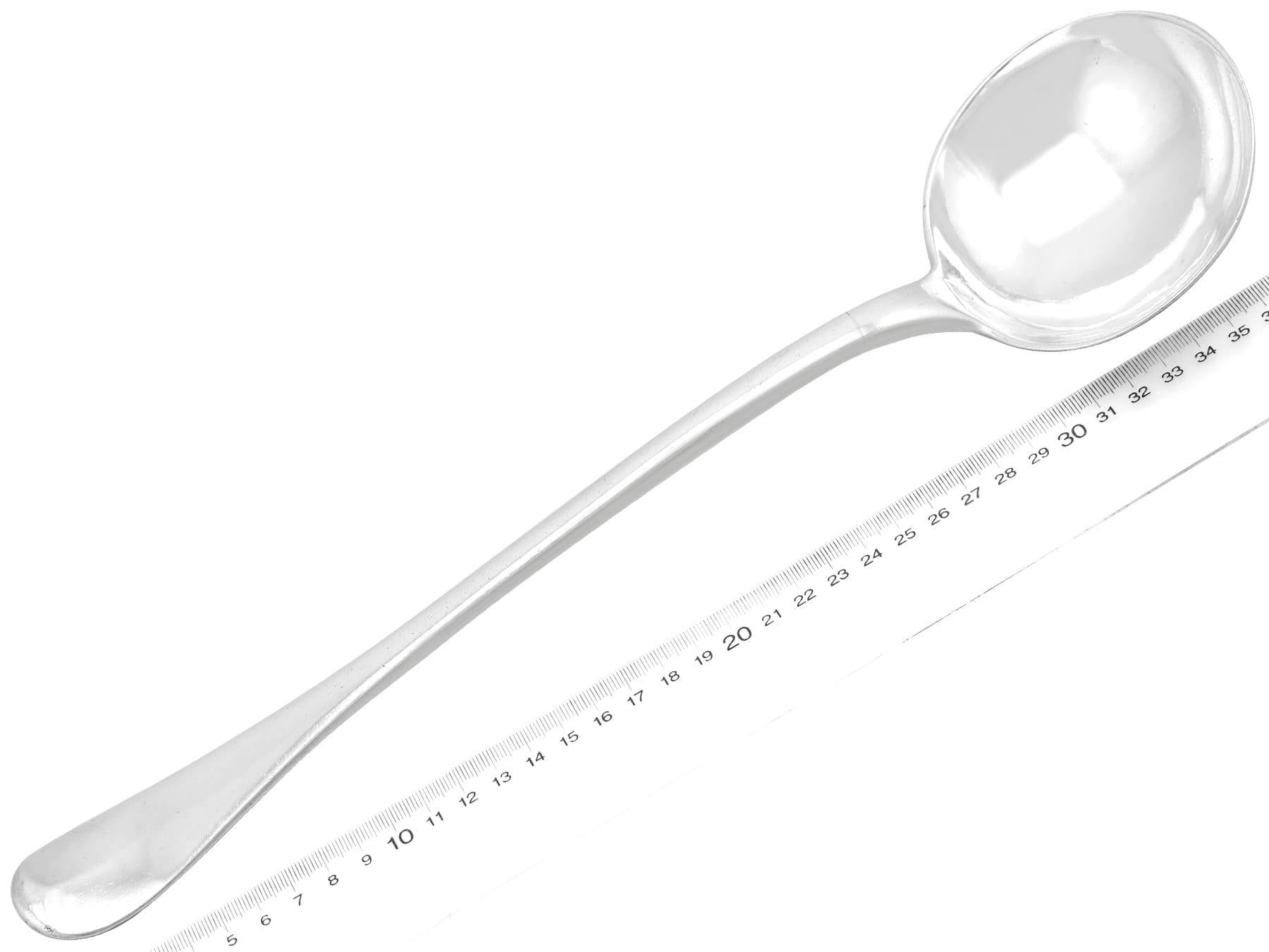 Antique George II Sterling Silver Hanoverian Pattern Soup Ladle 4