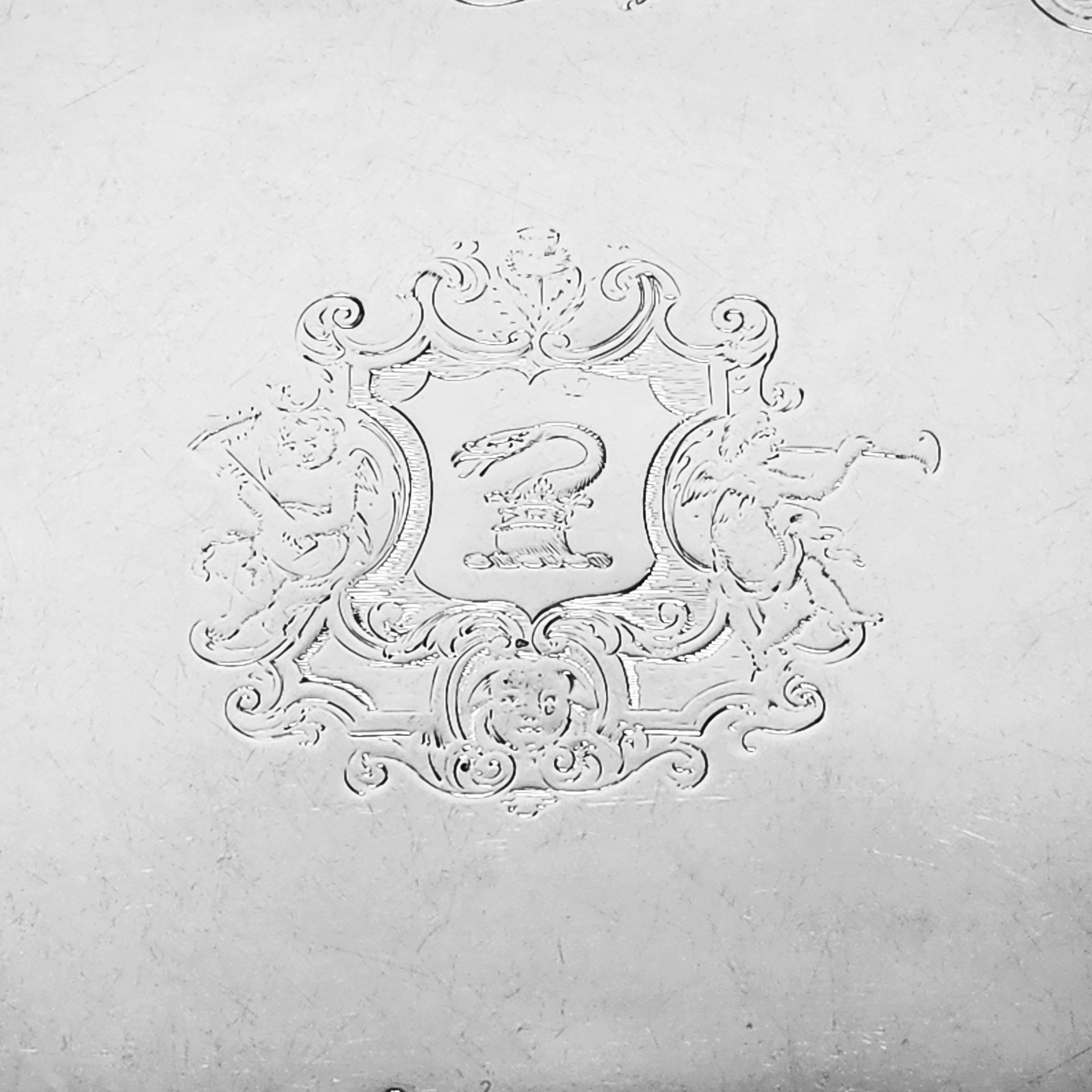 18th Century Antique George II Sterling Silver Salver Square Tray 1733 London, England 18th C For Sale