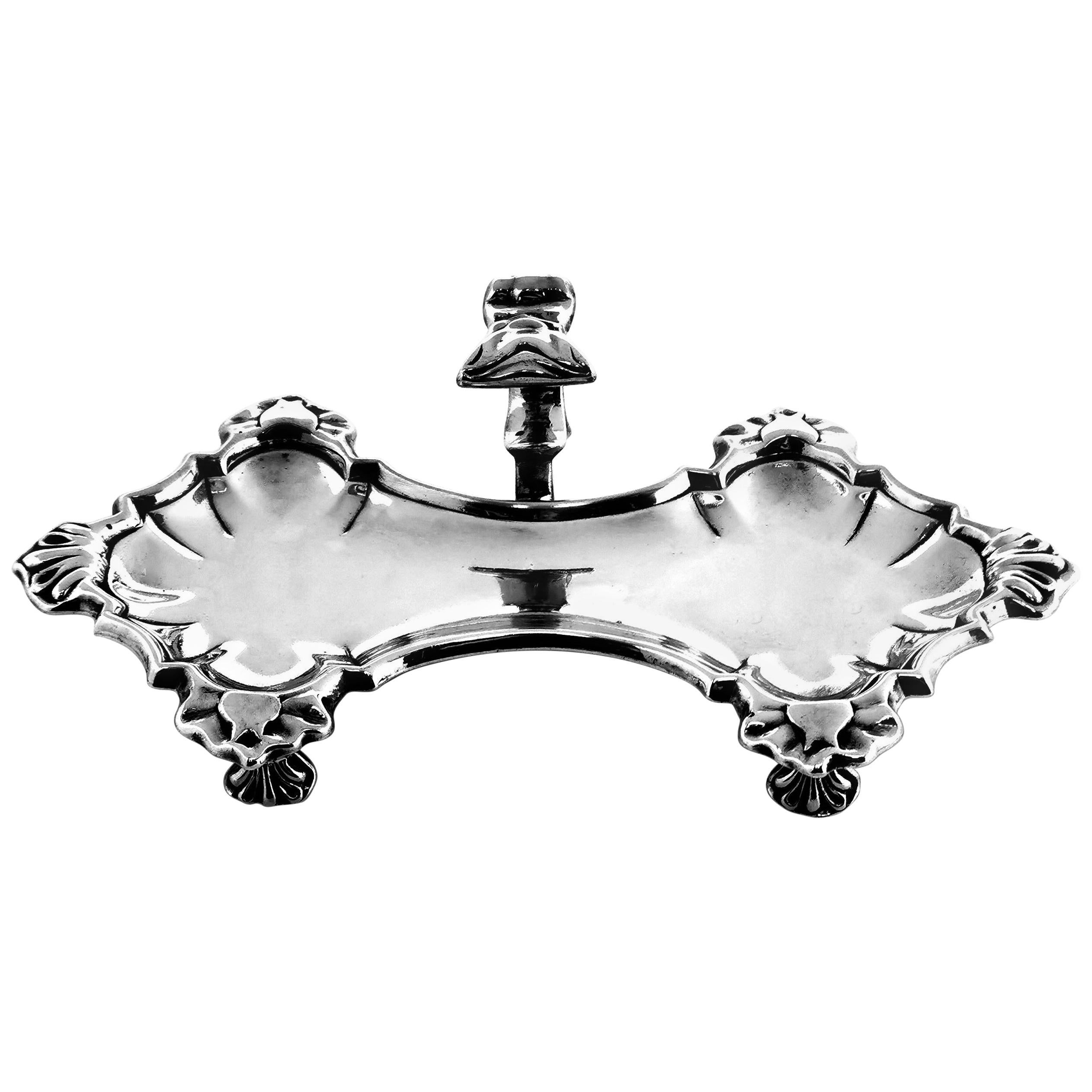 Antique George II Sterling Silver Snuffer Stand / Pen Tray, 1751