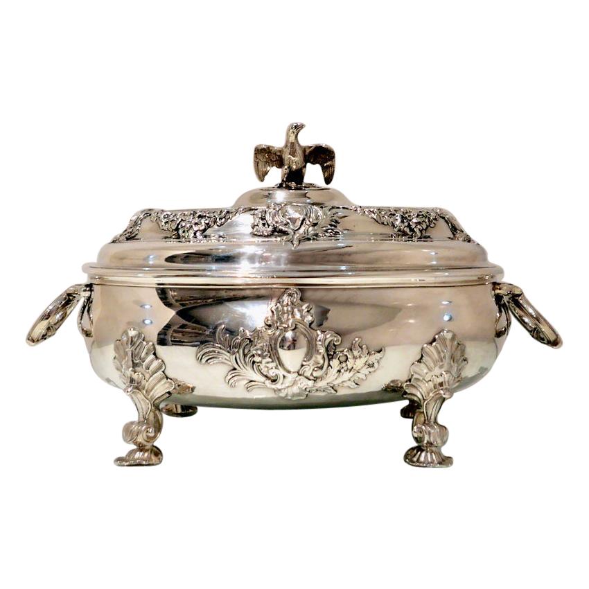 Antique George II Sterling Silver Soup Tureen London 1739 Peter Archambo For Sale