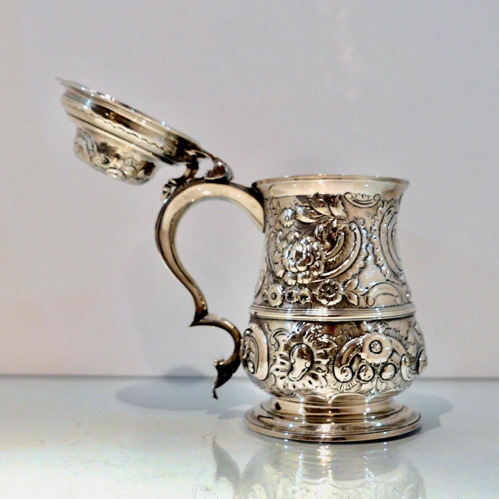 Antique George II Sterling Silver Tankard and Cover London 1751 Thomas Whipham For Sale 6
