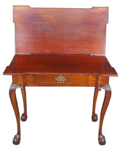 Antique George II Style Chippendale Mahogany Flip Top Claw Foot Card Game Table