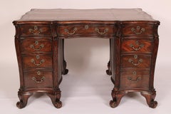 Antique George II Style Mahogany Leather Top Partners Desk