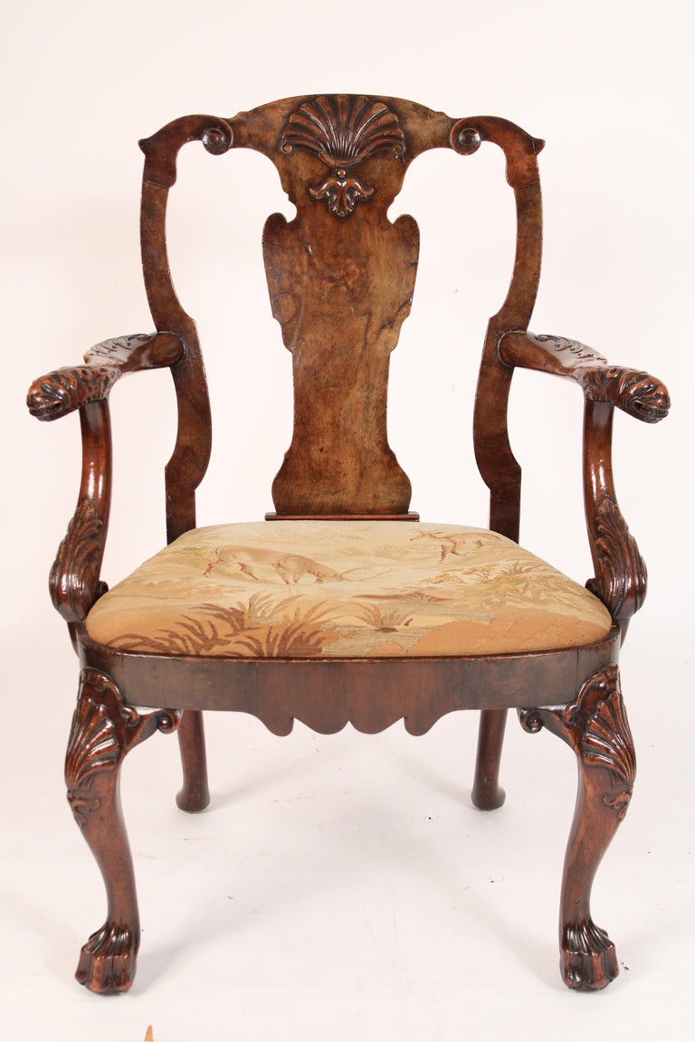 Antique George II Style Walnut Armchair For Sale at 1stDibs