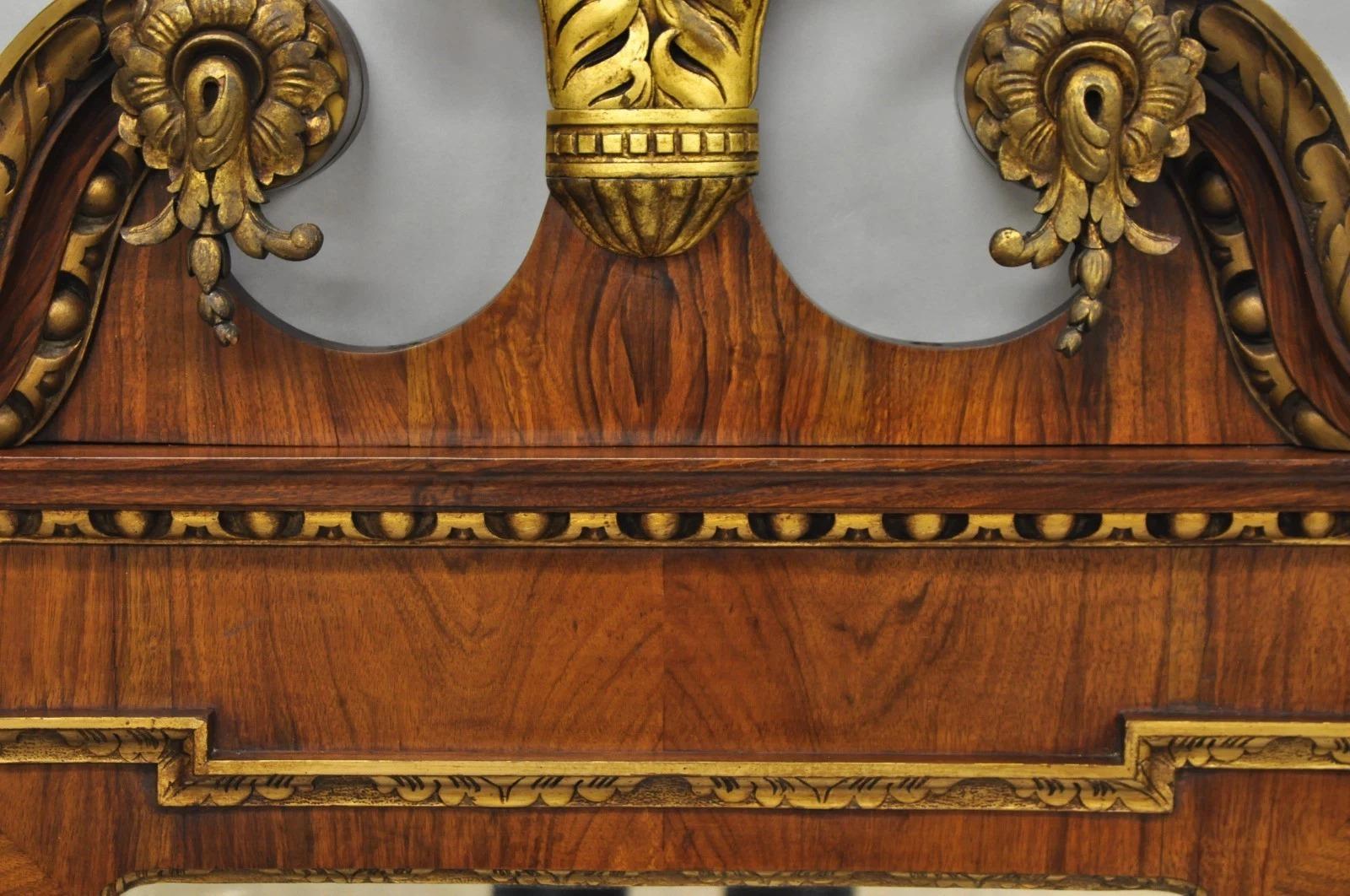 Antique George II Style Walnut Beveled Glass Wall Mirror w/ Plume Pediment In Good Condition For Sale In Philadelphia, PA
