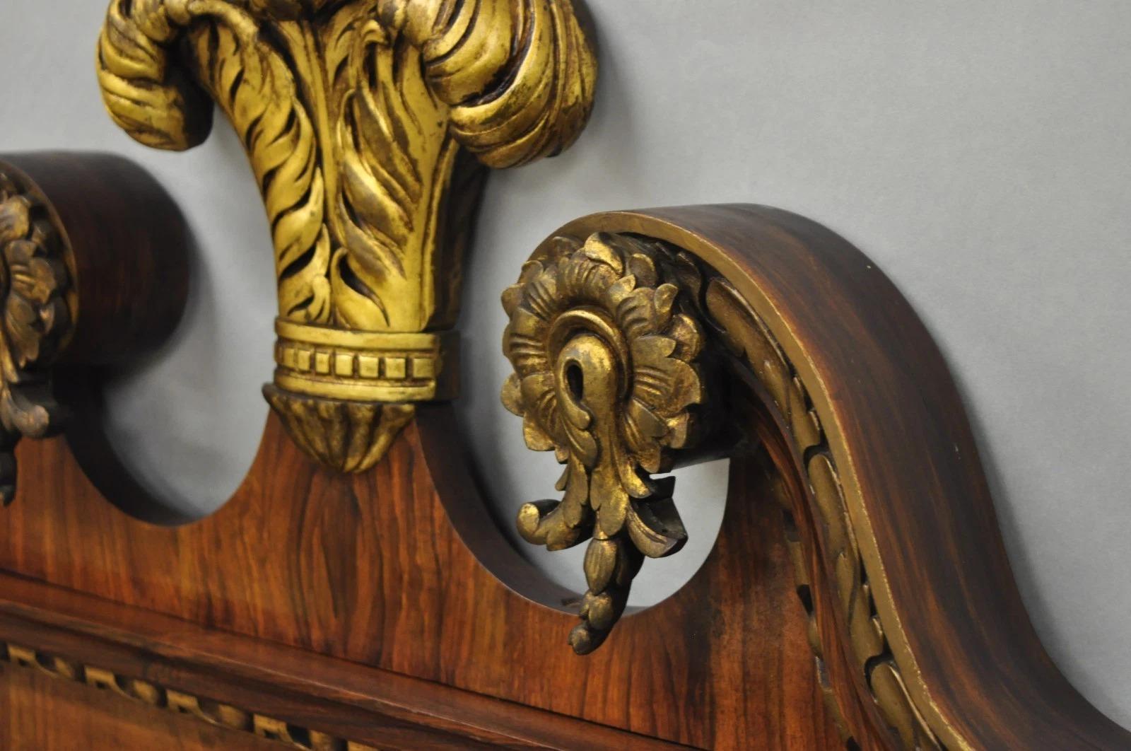 Antique George II Style Walnut Beveled Glass Wall Mirror w/ Plume Pediment For Sale 2