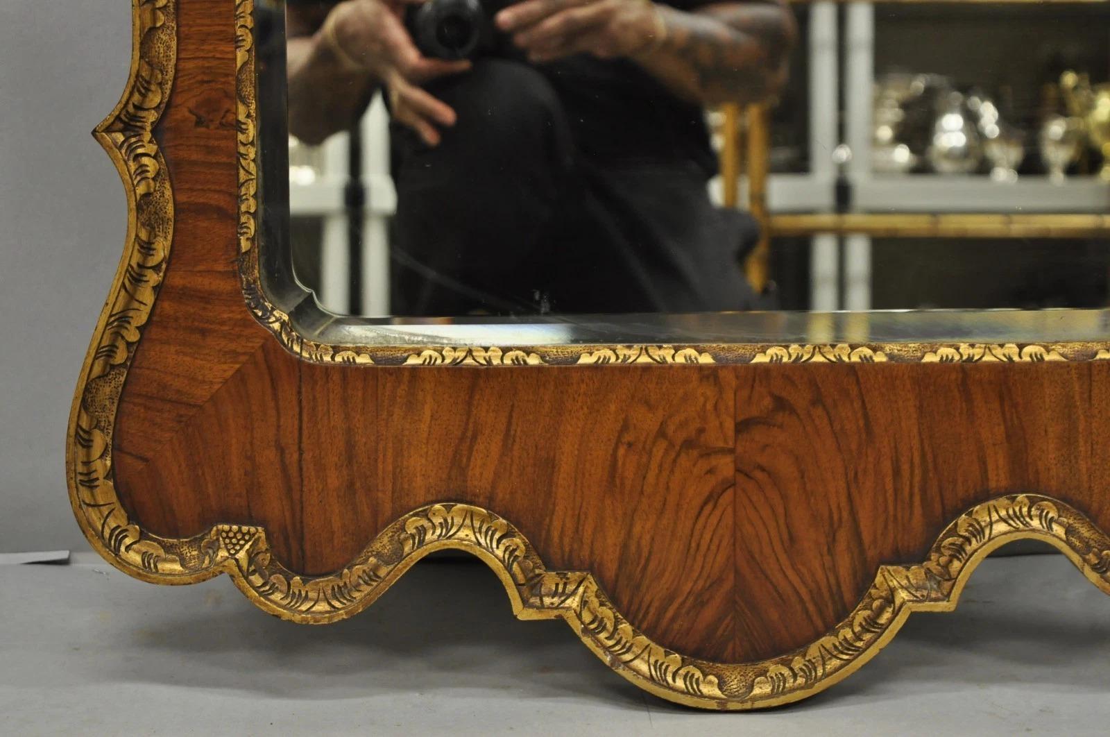 Antique George II Style Walnut Beveled Glass Wall Mirror w/ Plume Pediment For Sale 3