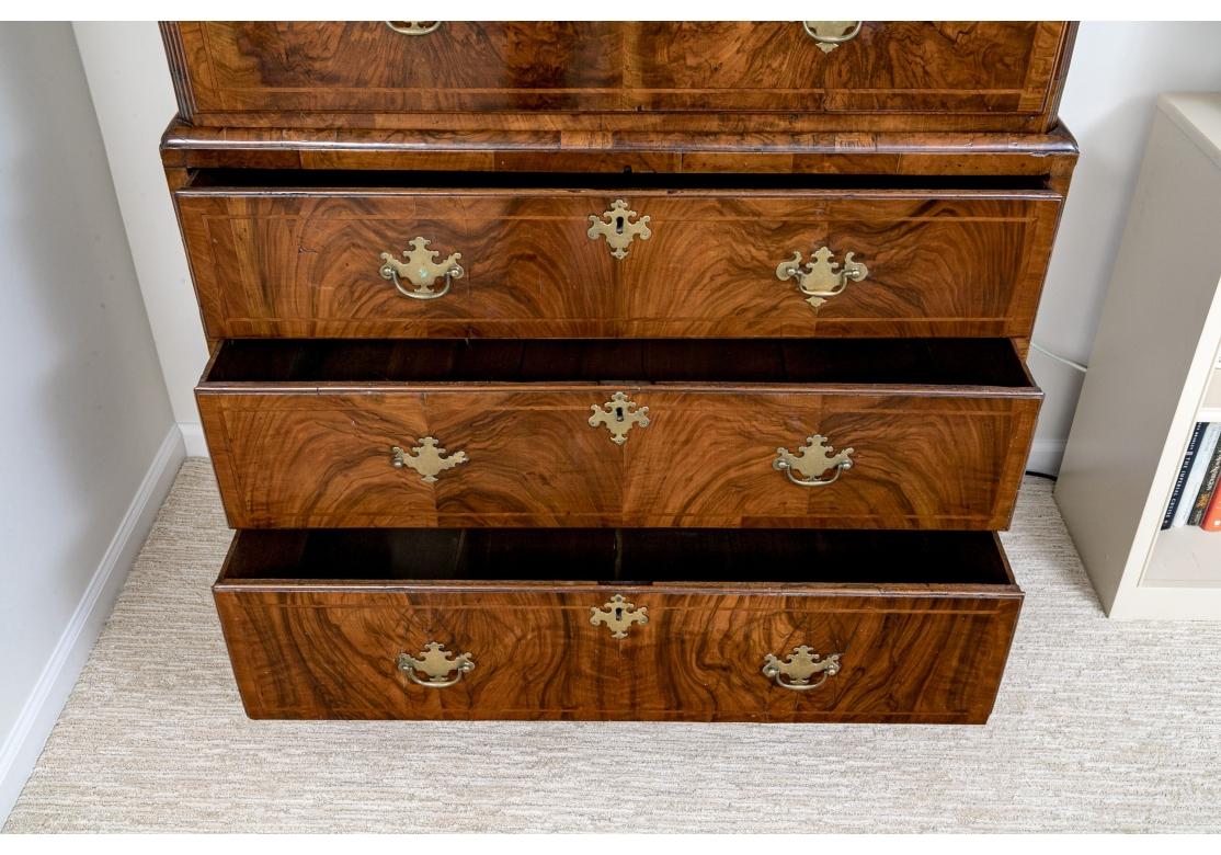 Brass Antique George II Walnut Chest On Chest  For Sale