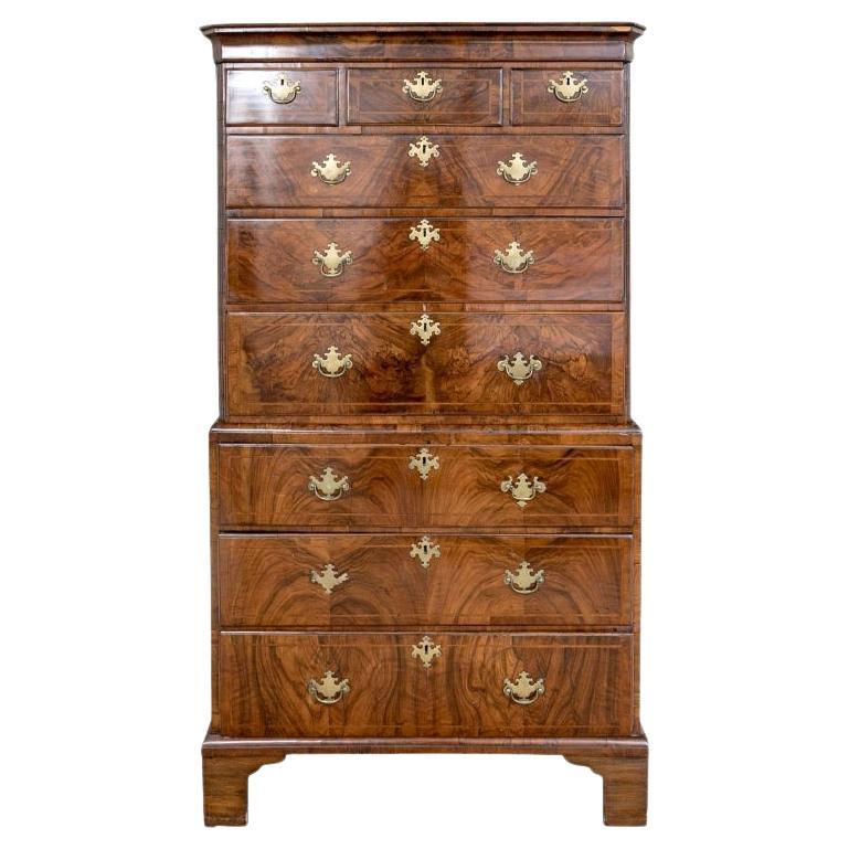 Antique George II Walnut Chest On Chest  For Sale