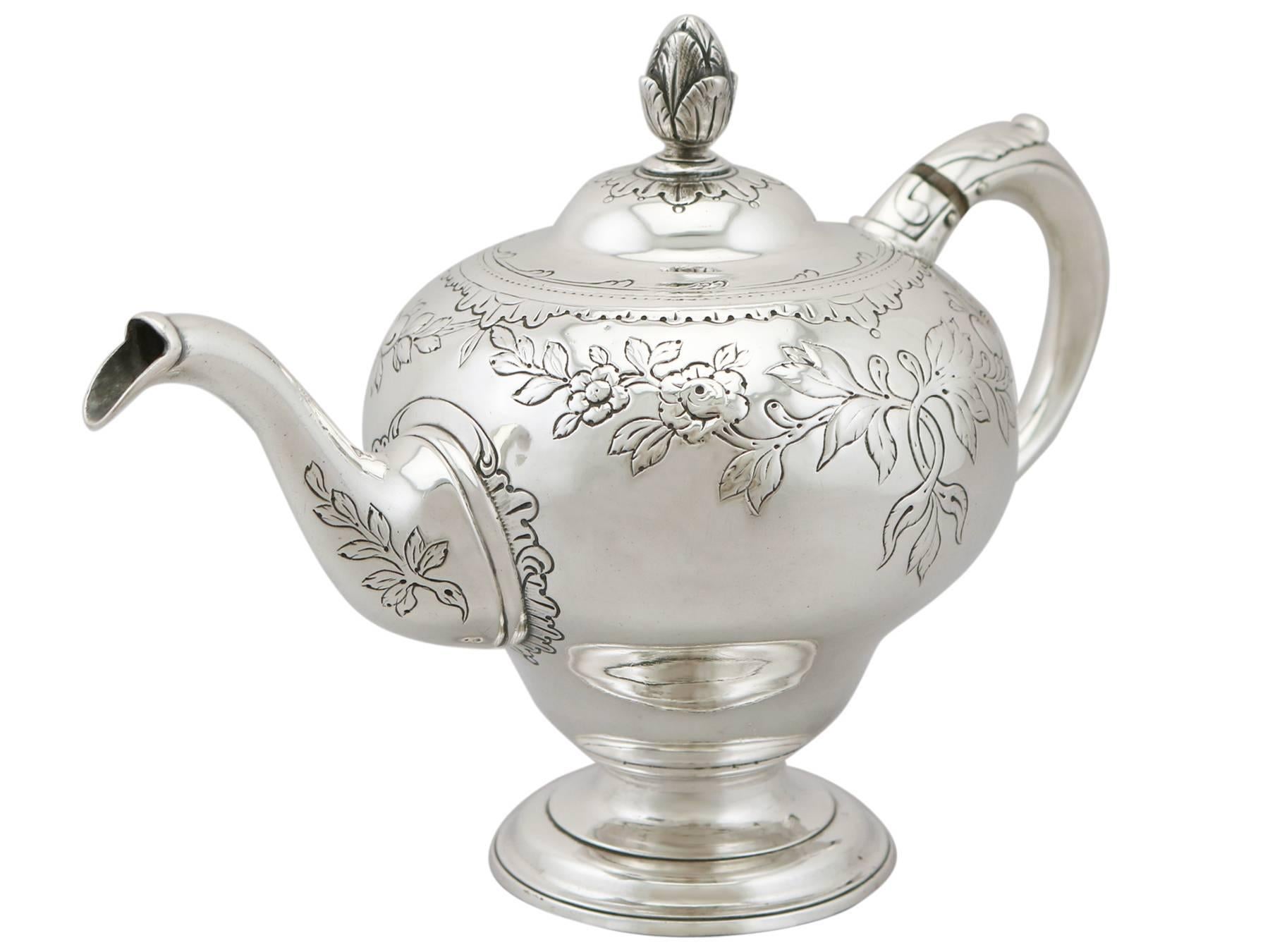 Late 18th Century Antique George III 1770s Scottish Sterling Silver Teapot