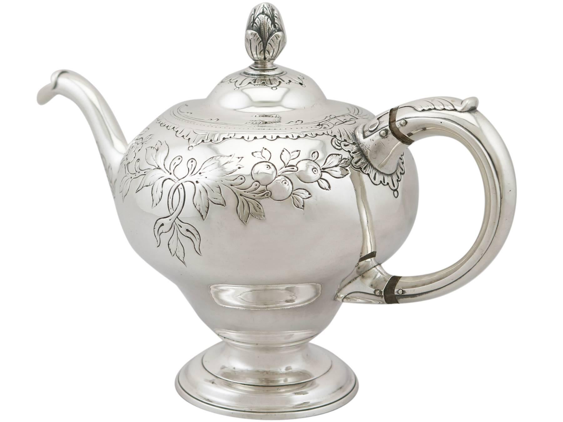 Antique George III 1770s Scottish Sterling Silver Teapot 1
