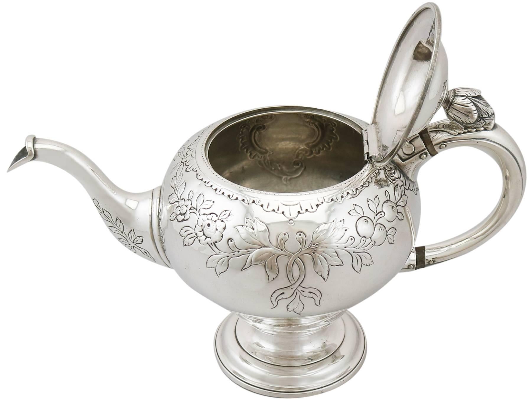 Antique George III 1770s Scottish Sterling Silver Teapot 2
