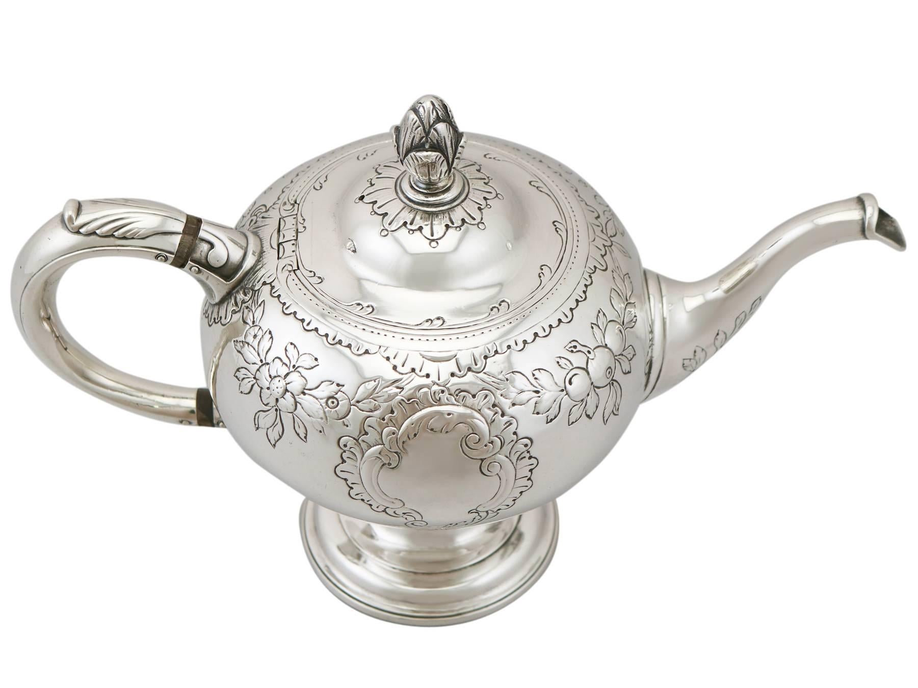 Antique George III 1770s Scottish Sterling Silver Teapot 3