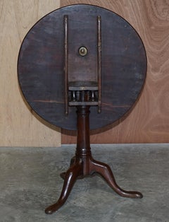 Antique George III 1780 Birdcage Tripod Occasional Side Table Green Leather Top