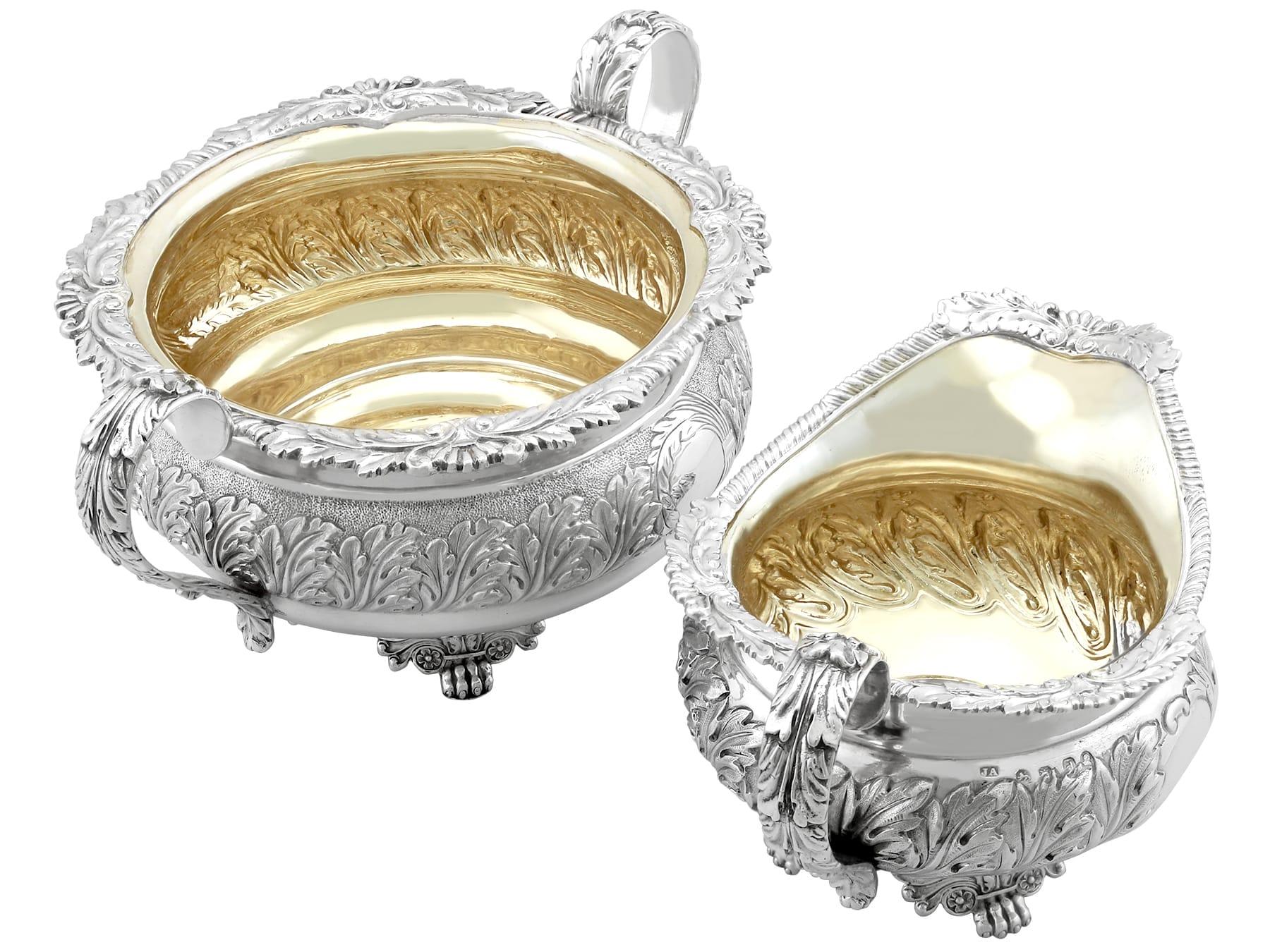 Antique George III (1819) Sterling Silver Three Piece Tea Service For Sale 7