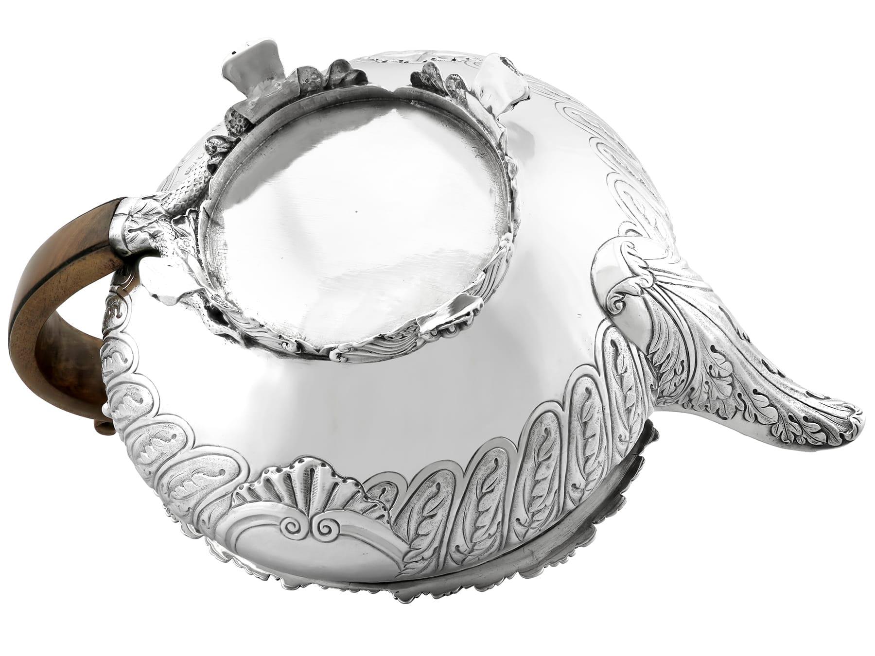 Antique George III (1819) Sterling Silver Three Piece Tea Service For Sale 8