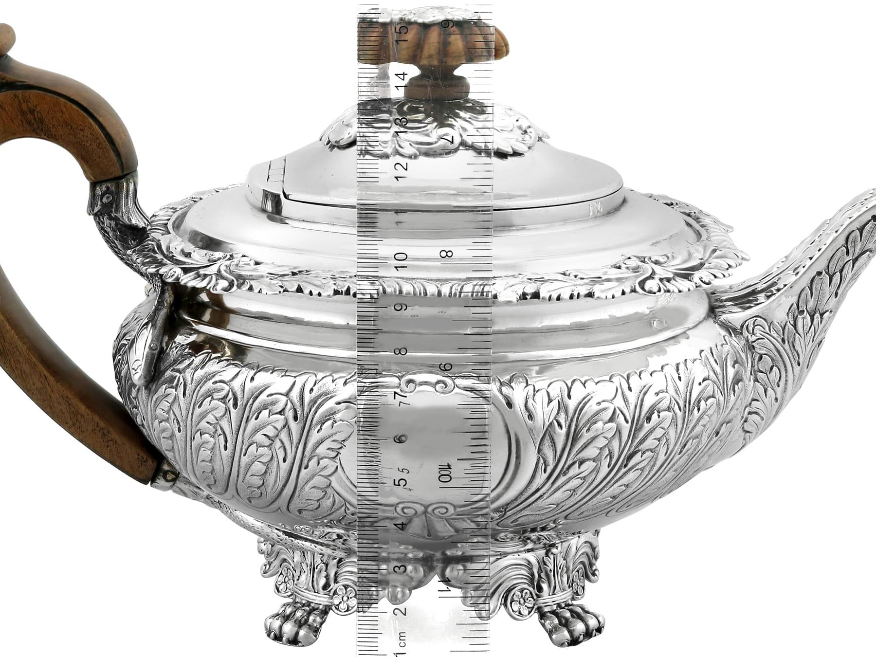 Antique George III (1819) Sterling Silver Three Piece Tea Service For Sale 9