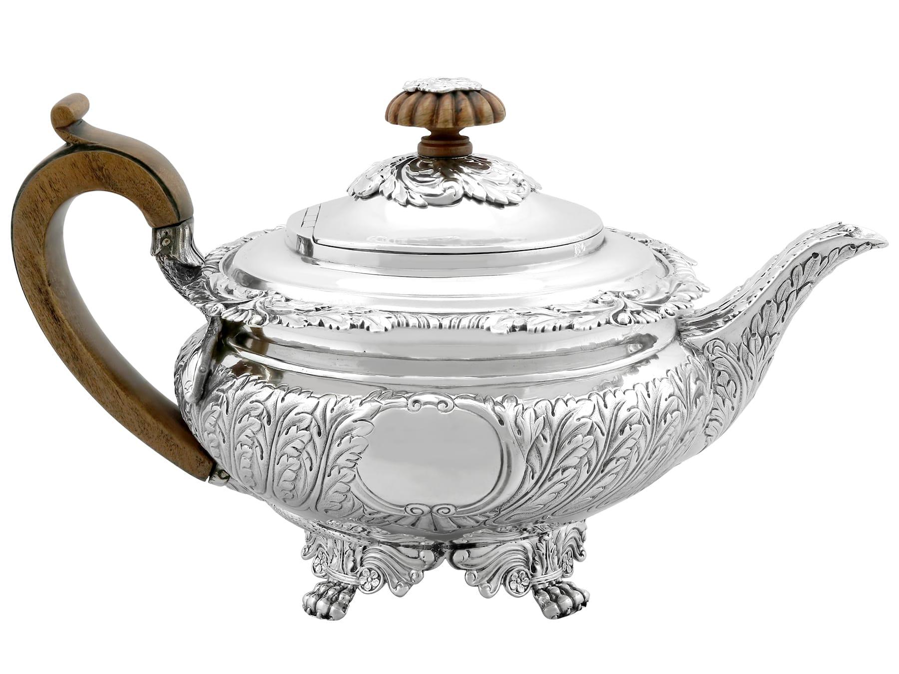 British Antique George III (1819) Sterling Silver Three Piece Tea Service For Sale