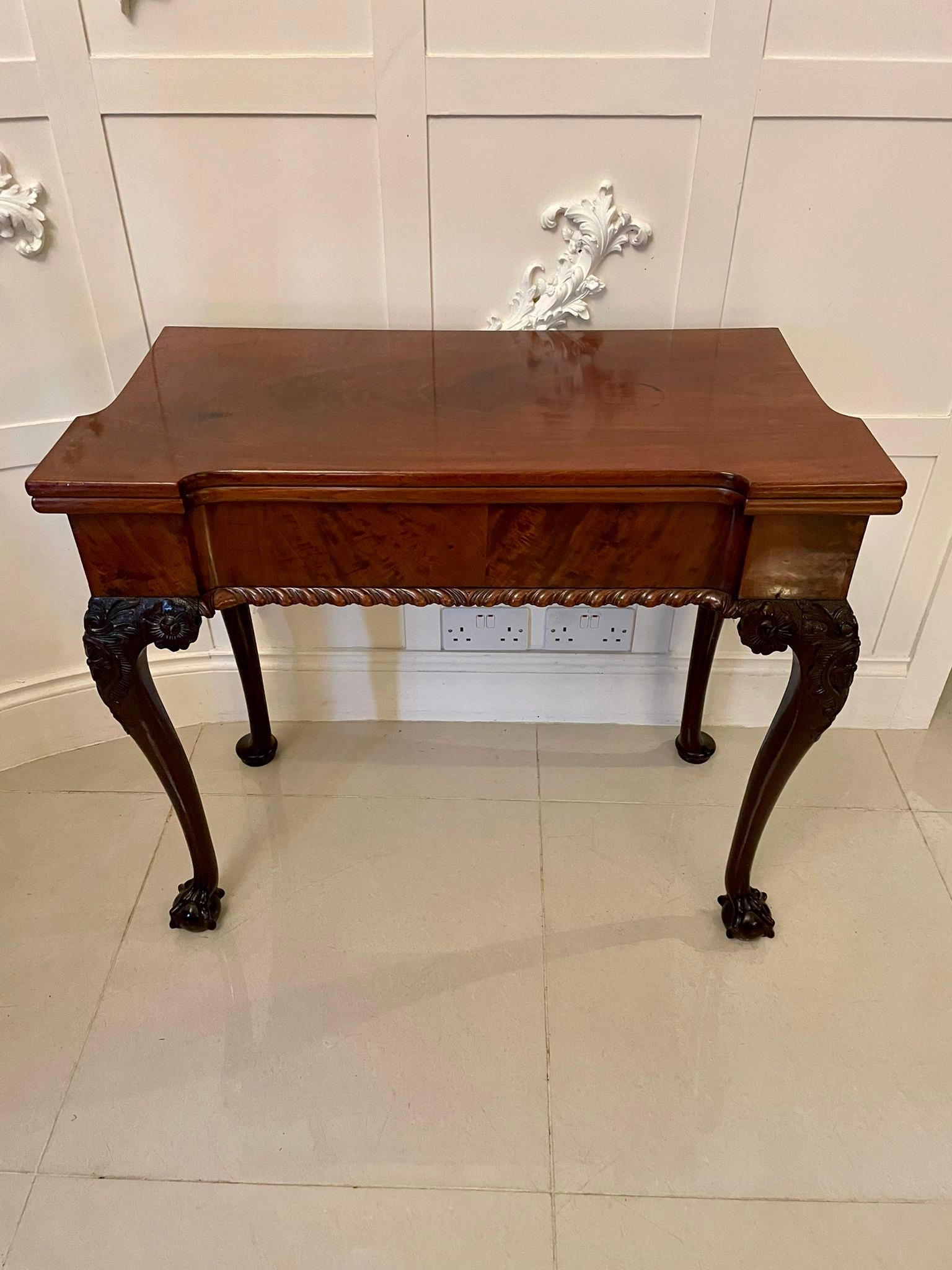 Antique George III 18th Century Chippendale Carved Mahogany Card /Side Table For Sale 9