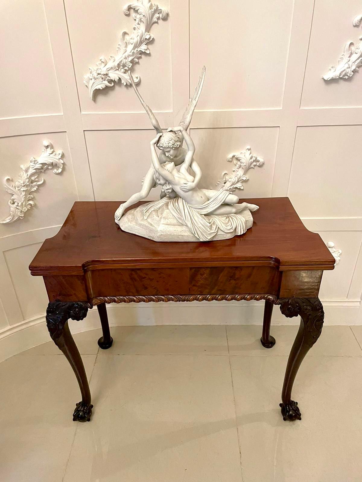 18th Century and Earlier Antique George III 18th Century Chippendale Carved Mahogany Card /Side Table For Sale