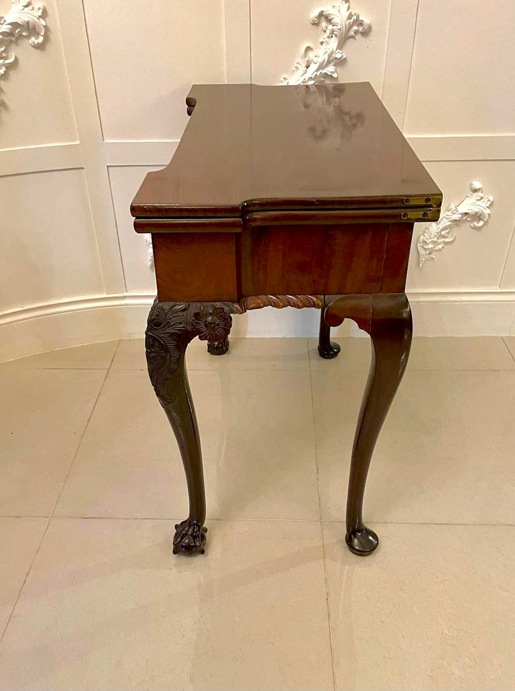 Antique George III 18th Century Chippendale Carved Mahogany Card /Side Table For Sale 2