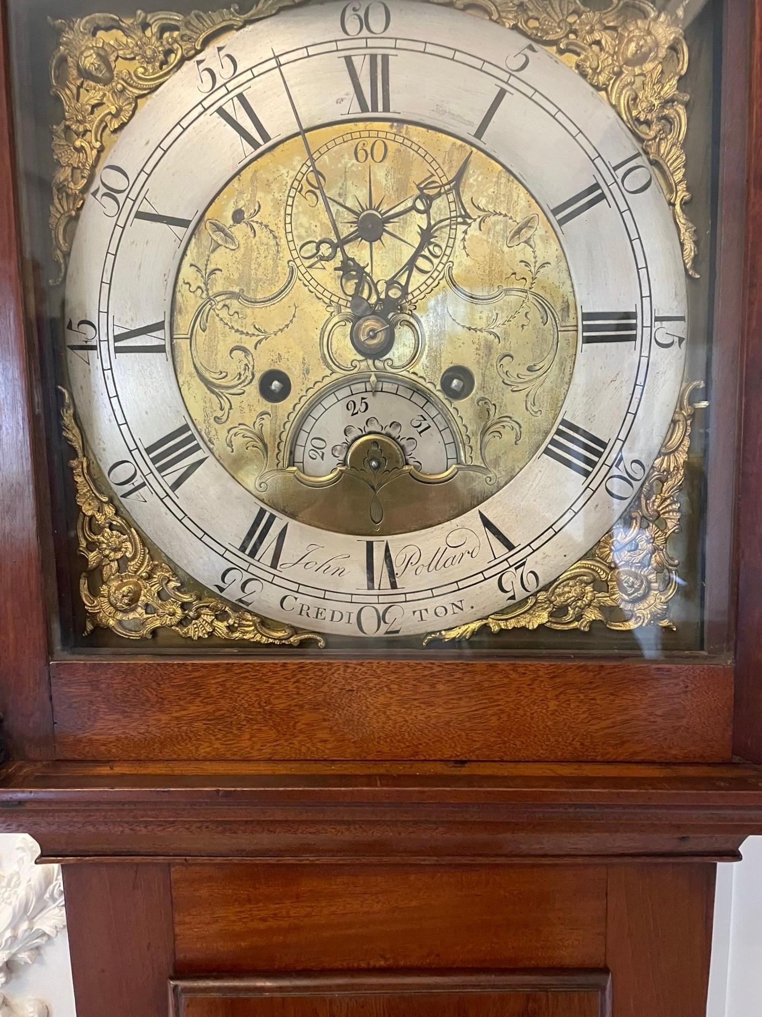 Antique George III 18th Century Quality Brass Faced 8 Day Longcase Clock For Sale 4
