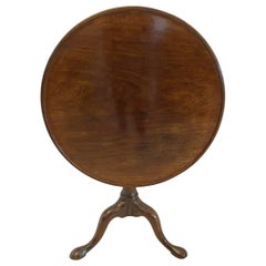 Antique George III 18th Century Quality Figured Mahogany Dish Top Tripod Table