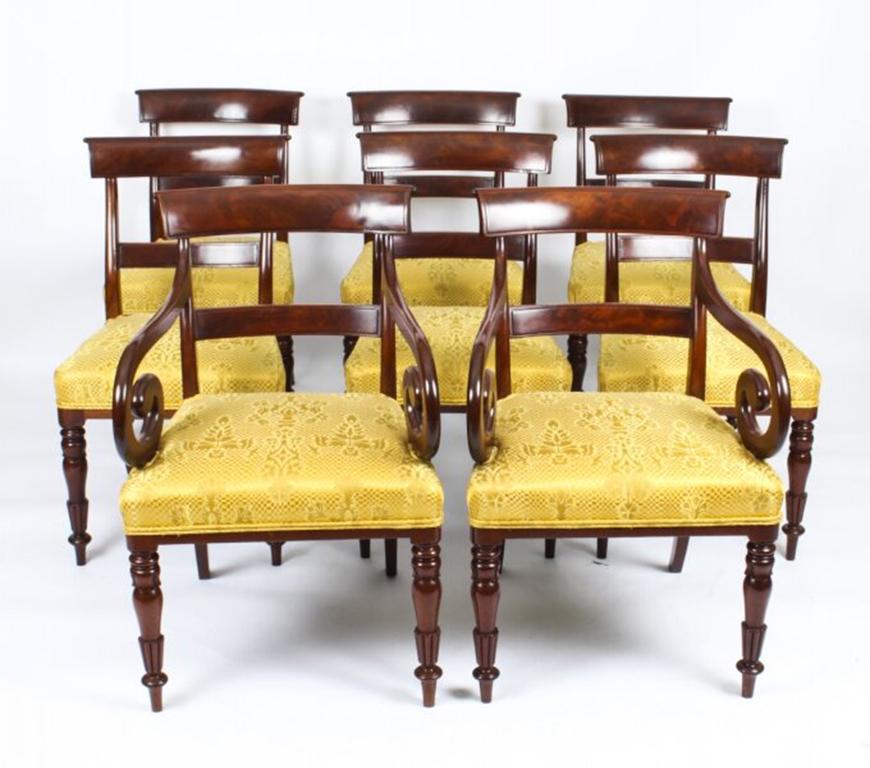 Antique George III Twin Pillar Dining Table & 8 Chairs 18th C 5