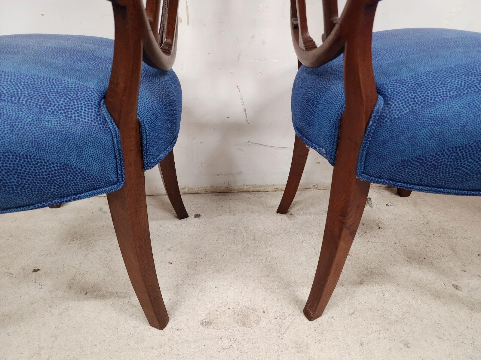 Antique George III Accent Side Chairs Shield Back Mahogany 19th Century Set of 2 For Sale 7