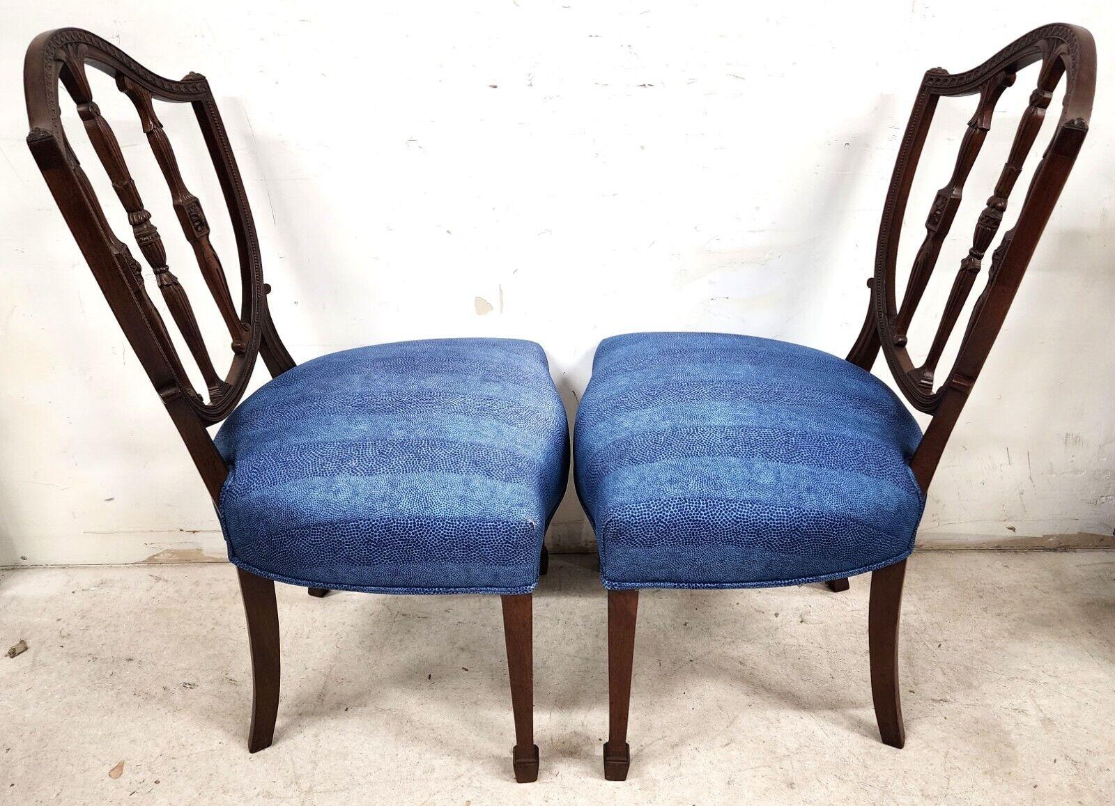 Antique George III Accent Side Chairs Shield Back Mahogany 19th Century Set of 2 For Sale 1