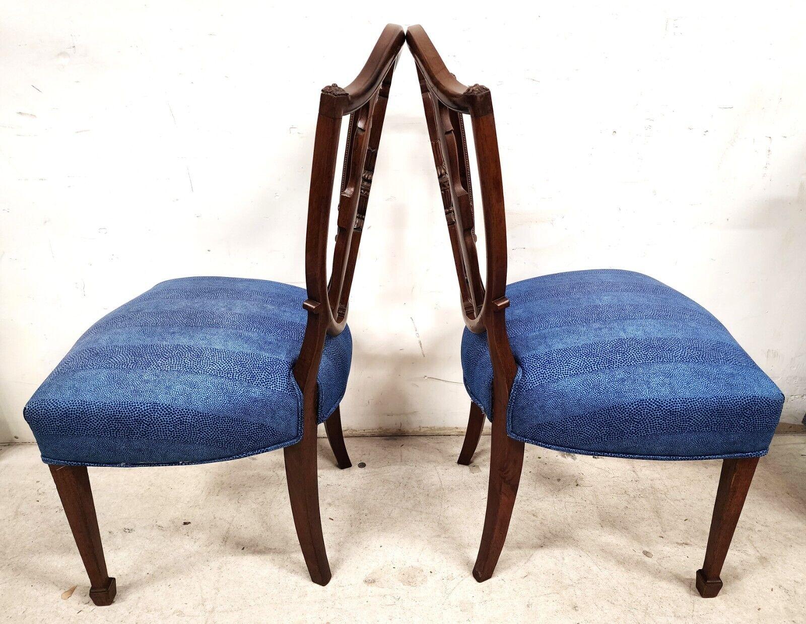 Antique George III Accent Side Chairs Shield Back Mahogany 19th Century Set of 2 For Sale 2