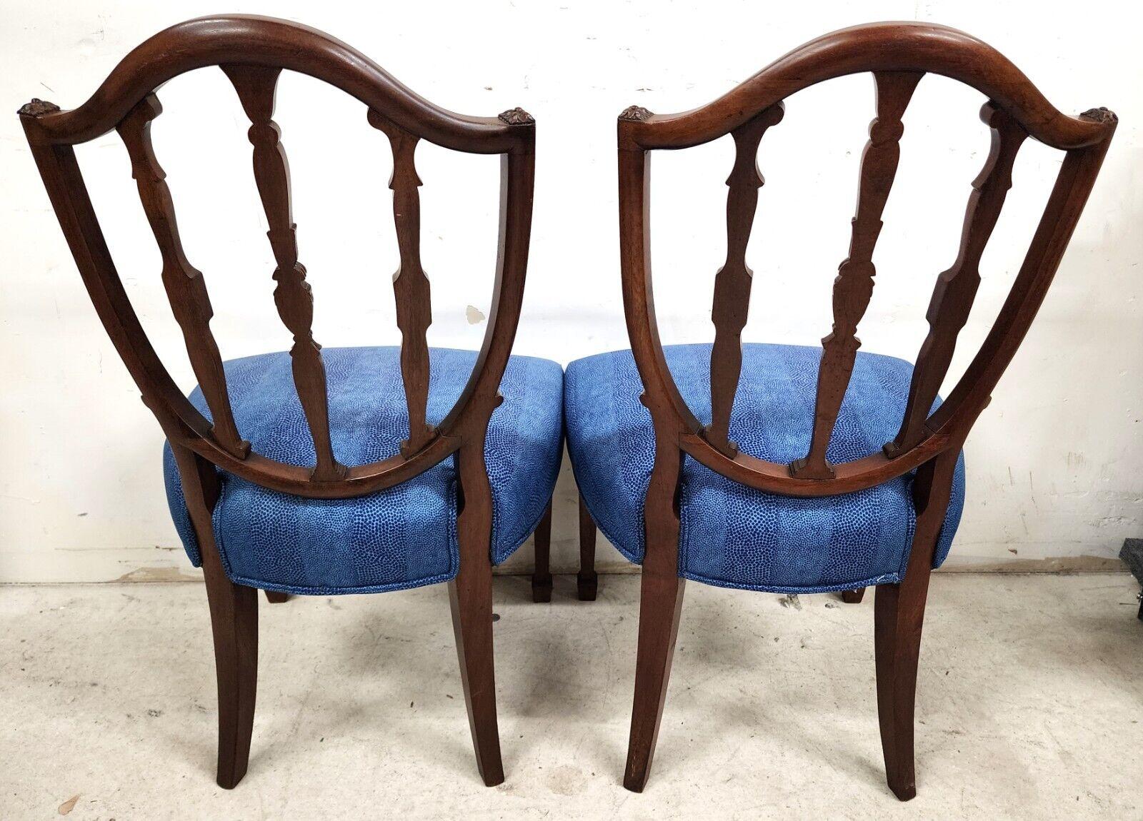 Antique George III Accent Side Chairs Shield Back Mahogany 19th Century Set of 2 For Sale 3