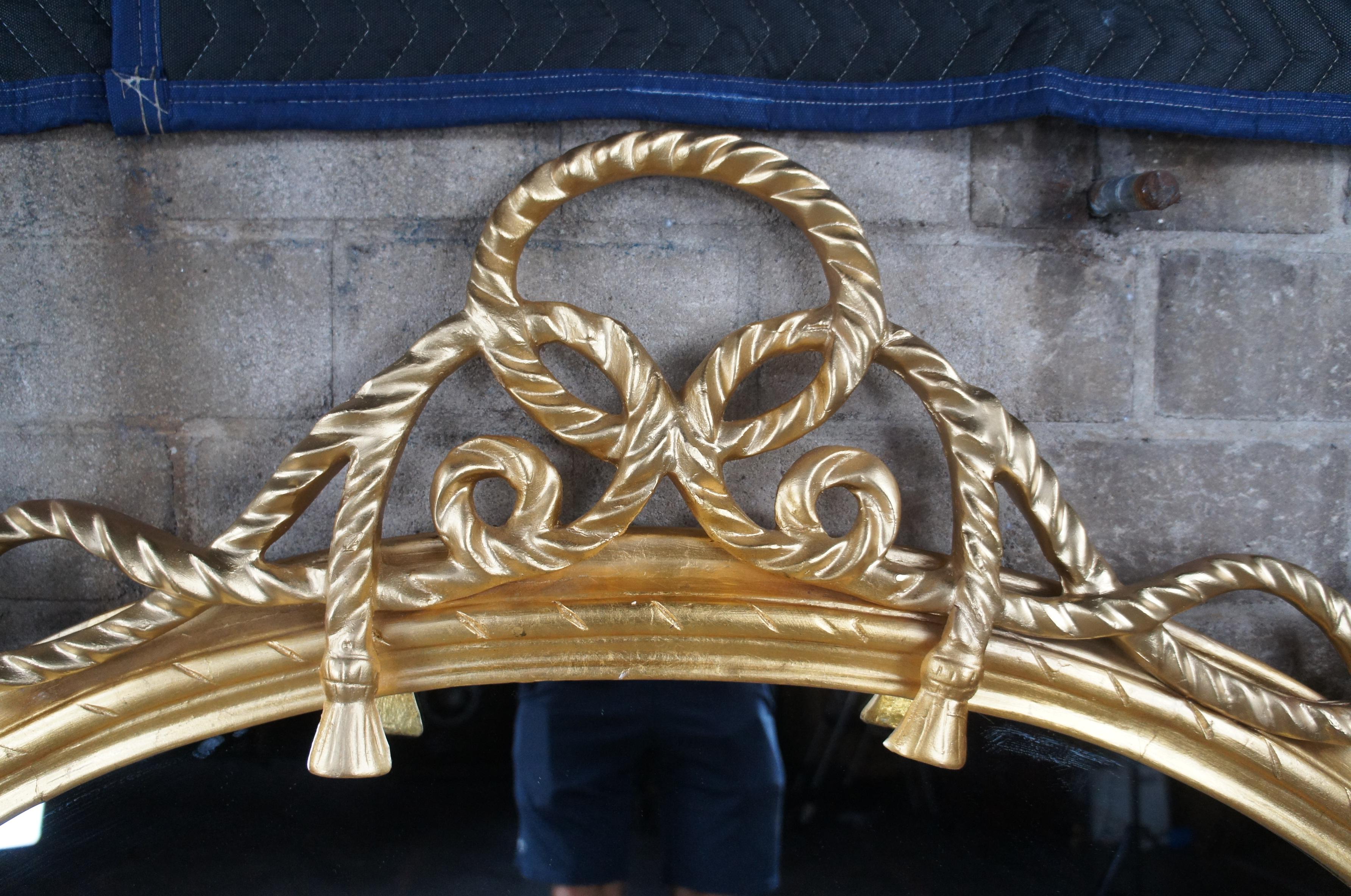 Antiguo espejo de chimenea George III Admiral Lord Nelson de madera dorada con cuerda y borla en Bastante bueno estado para la venta en Dayton, OH