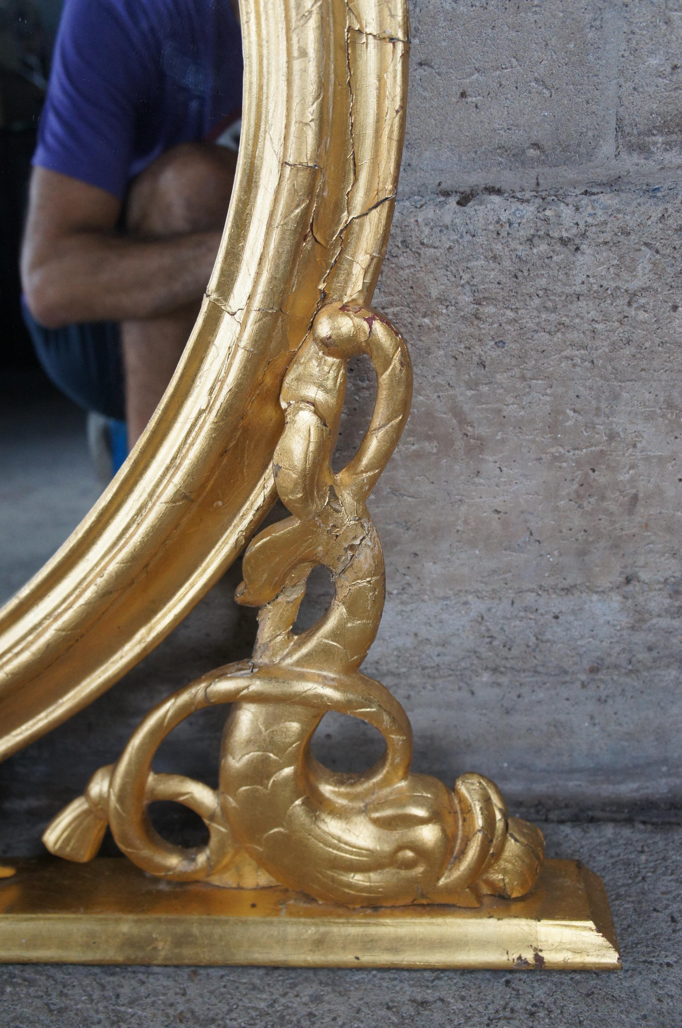 Antiguo espejo de chimenea George III Admiral Lord Nelson de madera dorada con cuerda y borla Madera dura en venta