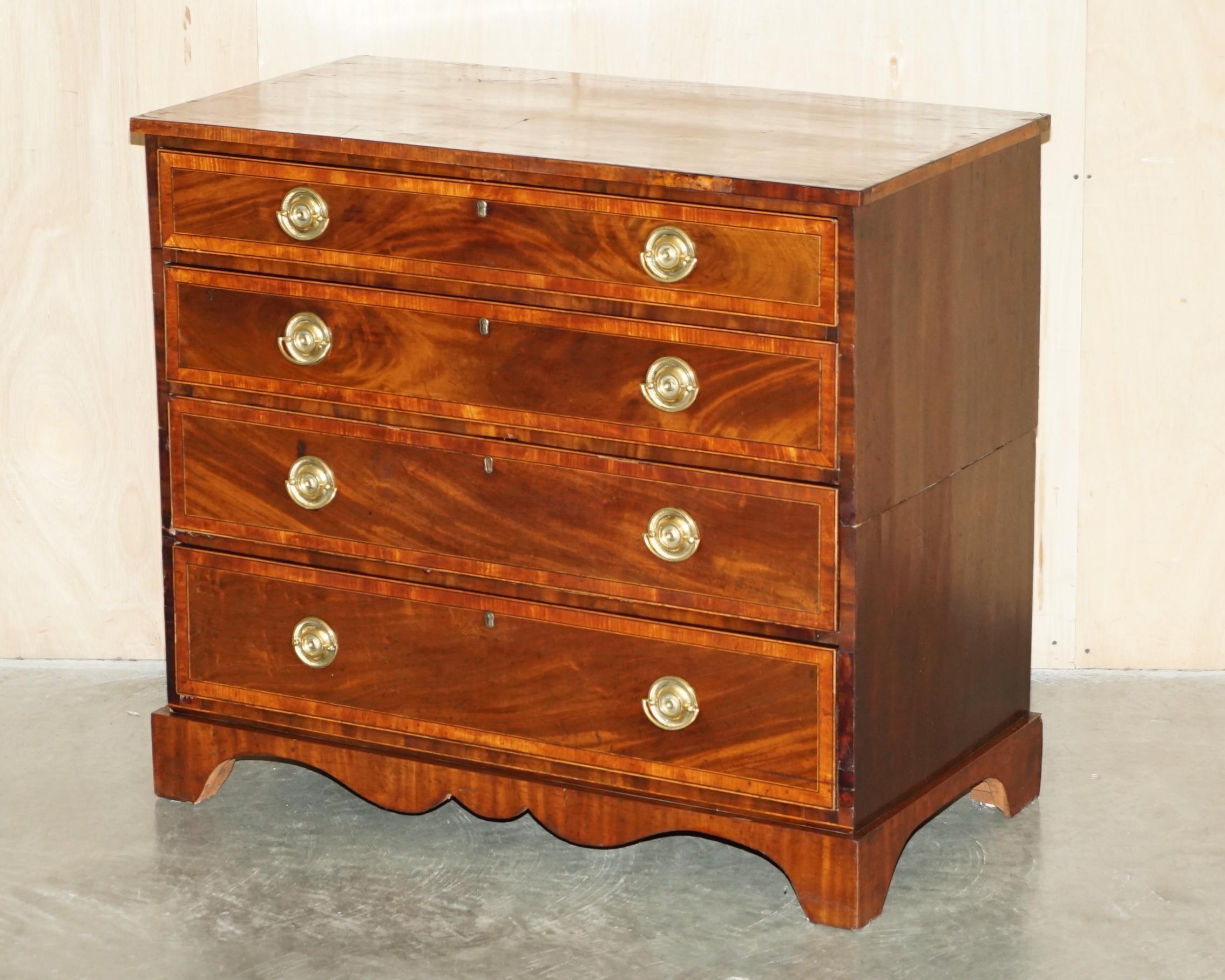 Royal House Antiques

Royal House Antiques is delighted to offer for sale this exceedingly rare circa 1780 Georgian Bachelors Chest of Drawers with baize lined slip writing desk top and slope and second level stationary or wash station made in the