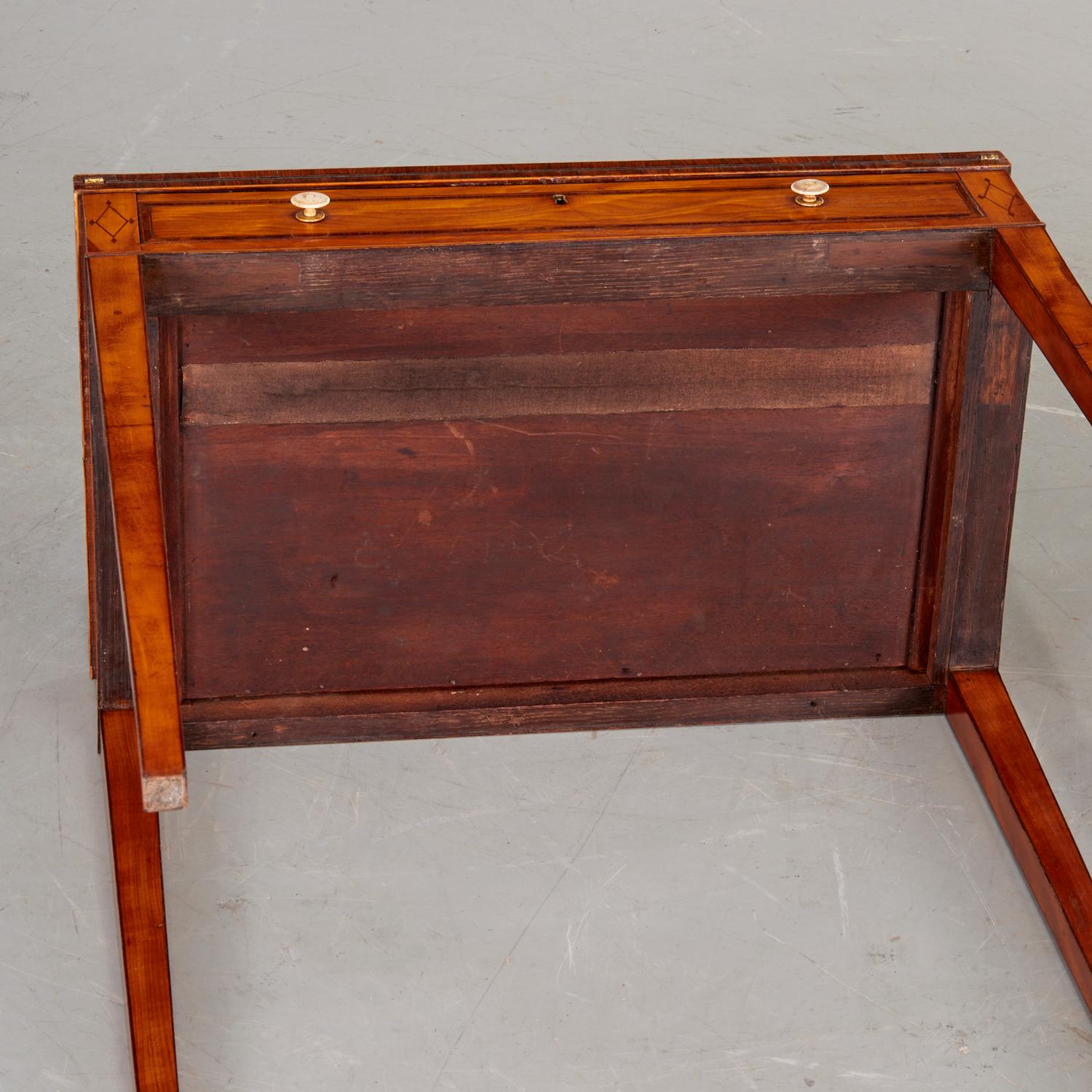 Antique George III Banded Satinwood Lady's Writing Desk with Rosewood Inlay For Sale 3