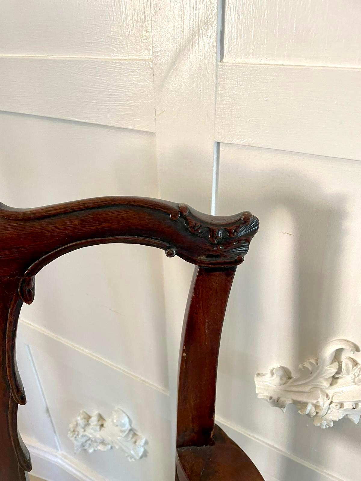 Antiker George III geschnitzter Mahagoni-Schreibtischstuhl / Schreibtischstuhl im Angebot 4