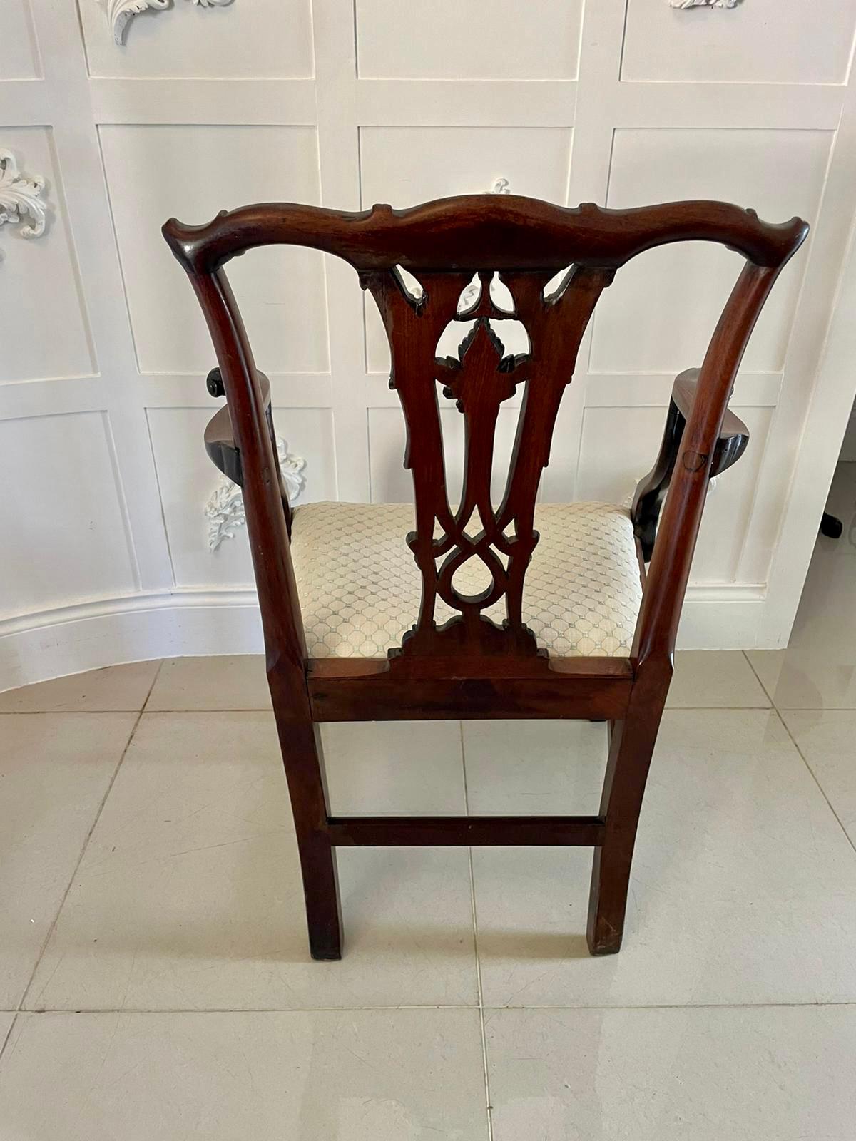 Antique George III Carved Mahogany Elbow / Desk Chair In Good Condition For Sale In Suffolk, GB
