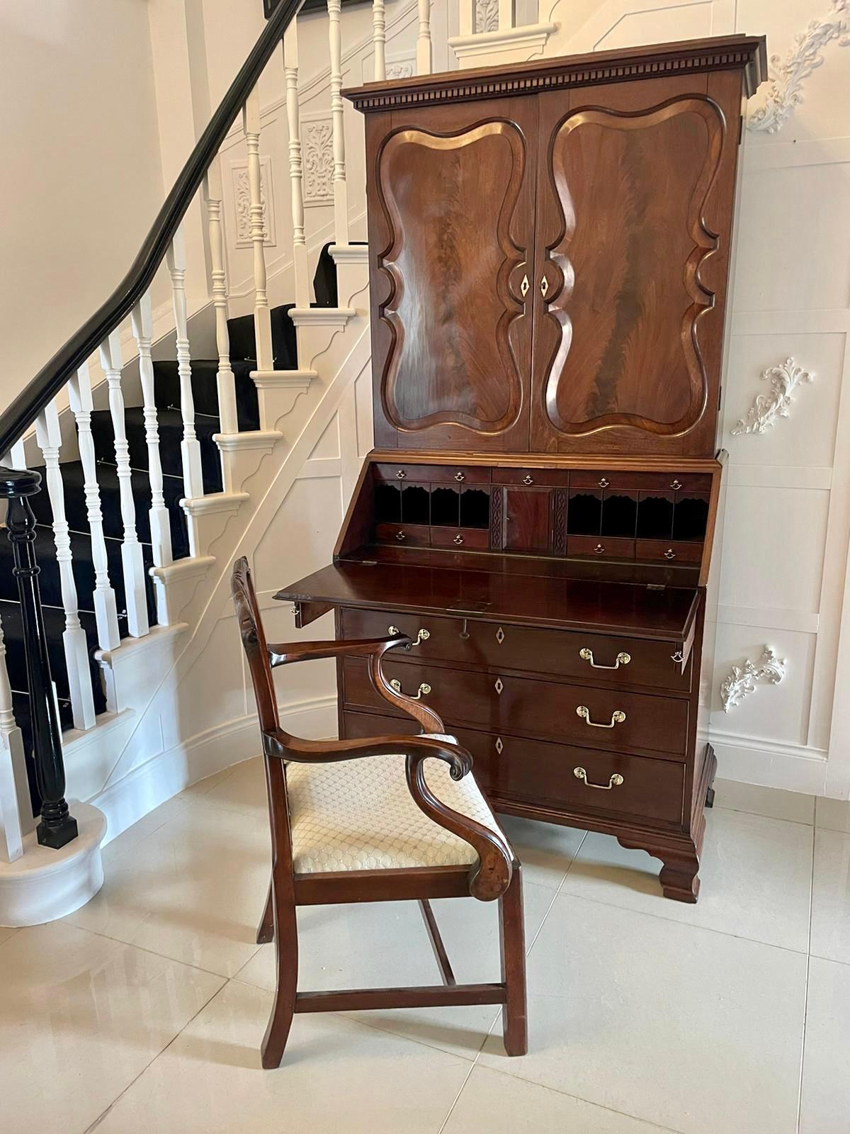 Other Antique George III Carved Mahogany Elbow / Desk Chair For Sale