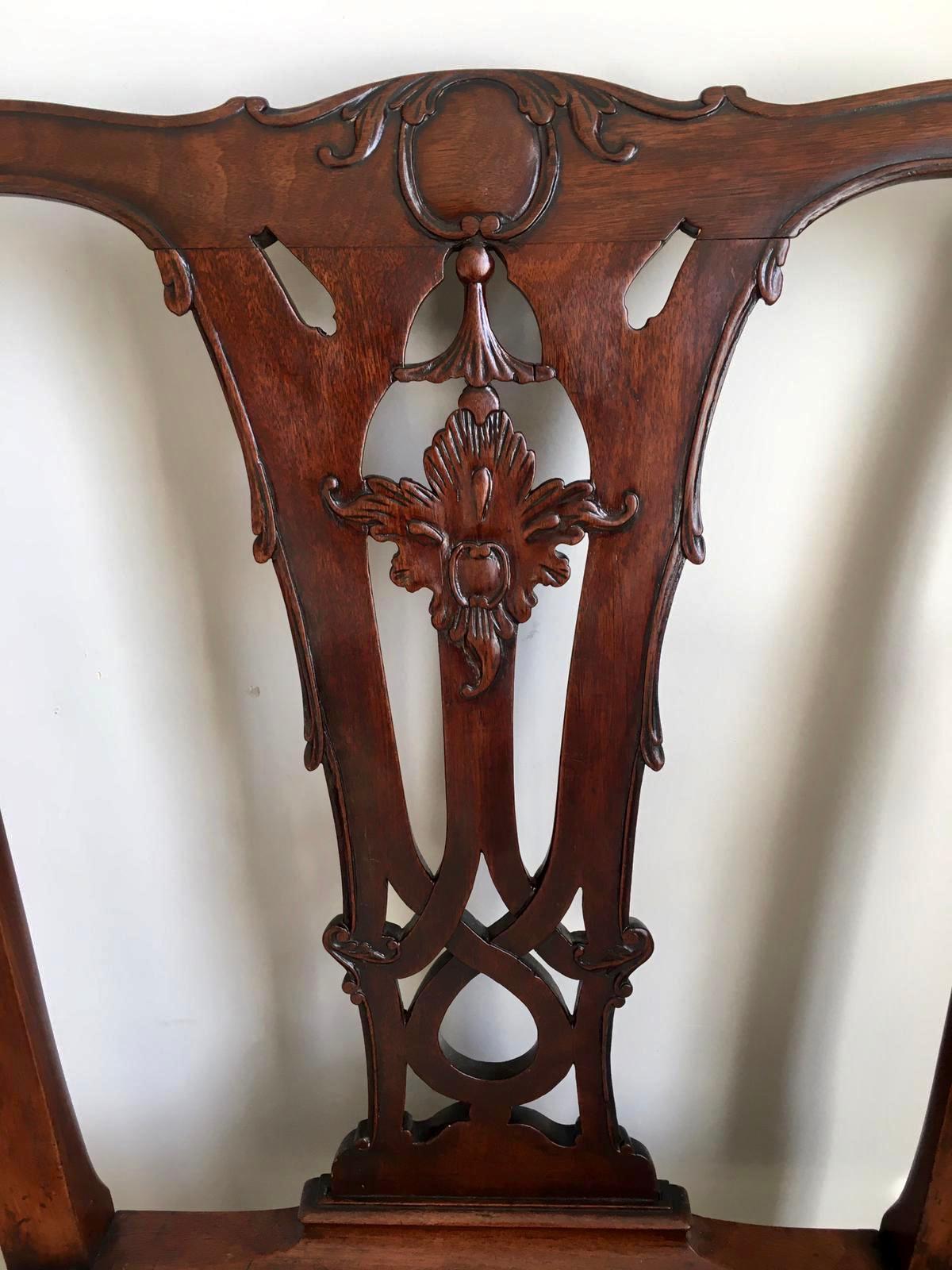 Other Antique George III Carved Mahogany Elbow/Desk Chair For Sale